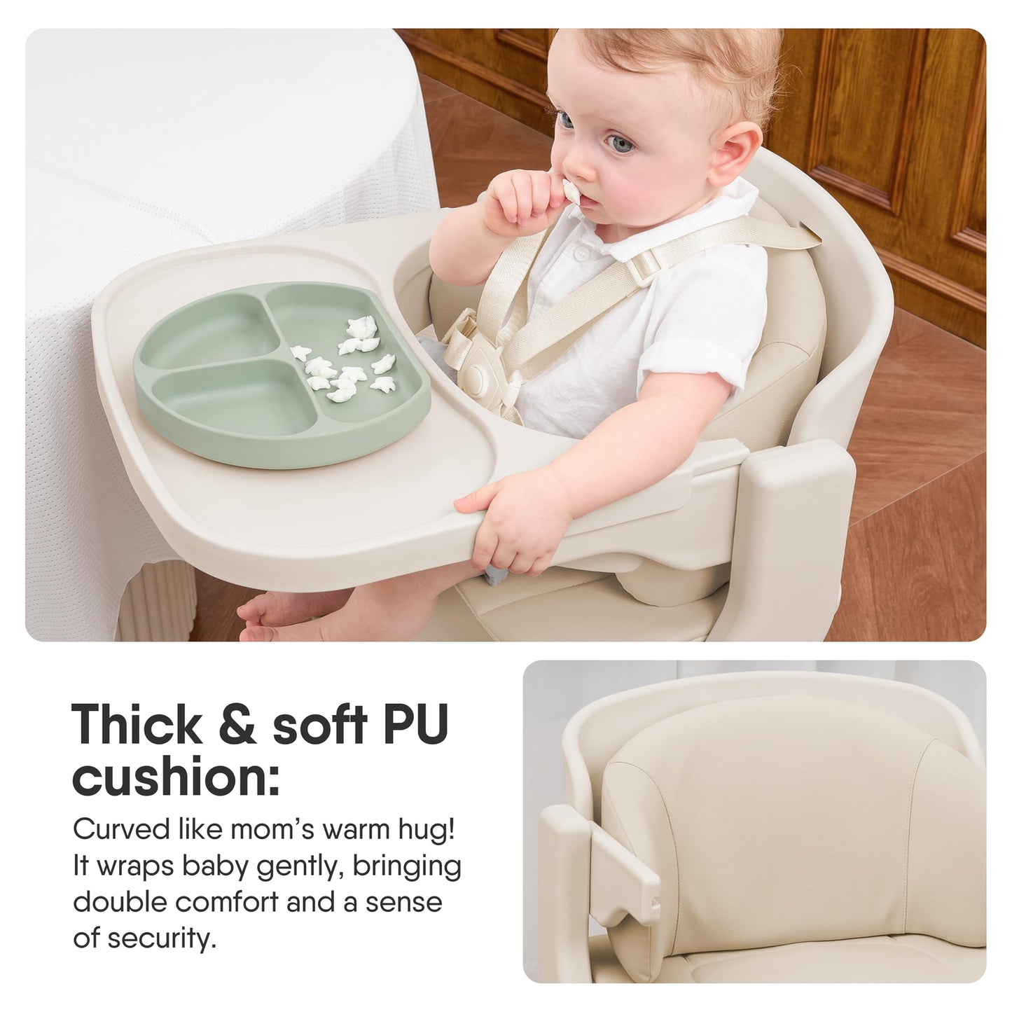 Obee Odee Full-Body Washable Baby High Chair with Soft Cushion, Adjustable for 6 Months to 220 Lb - Multifunctional and Convertible High Chairs for Babies and Toddlers -Portable and Easy Operation