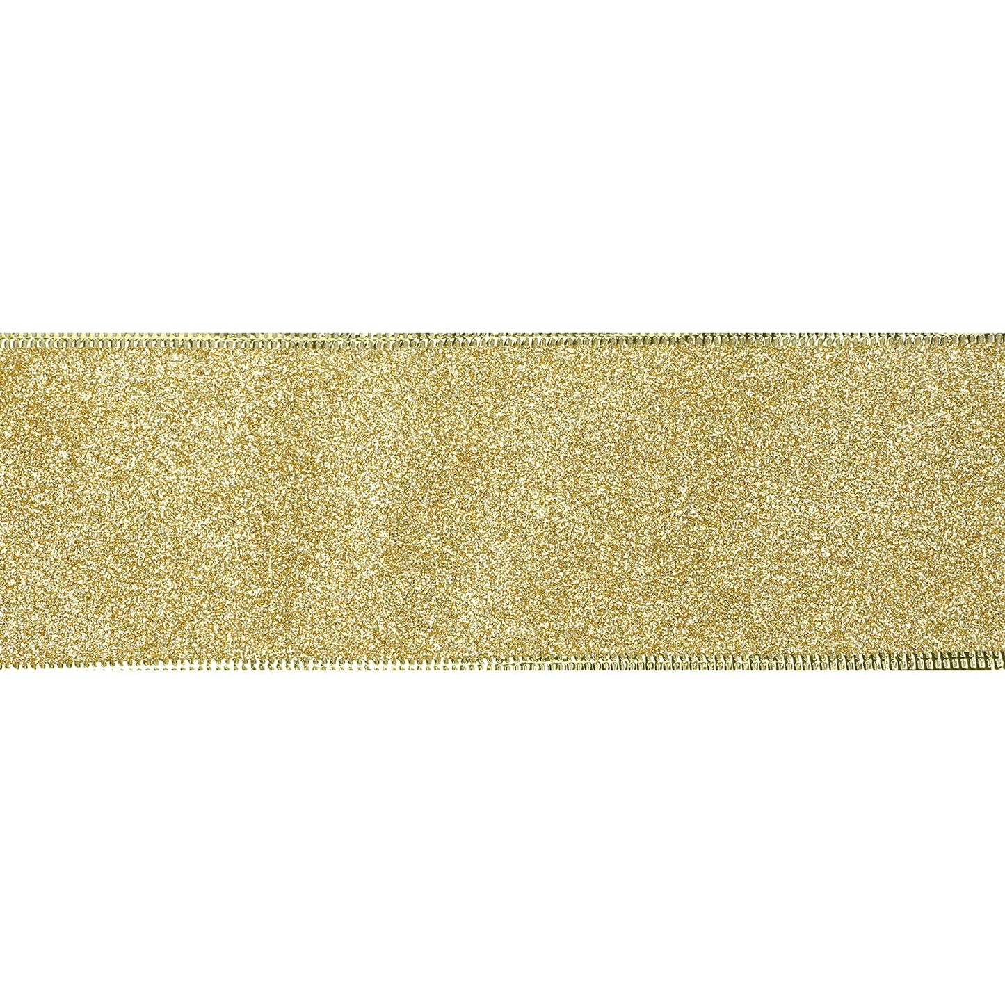 MEEDEE Gold Wired Ribbon 2.5 Inch Metallic Thick Glitter Ribbon by 25 Yards for Christmas Tree Decoration, Garland, Wreath Supplies