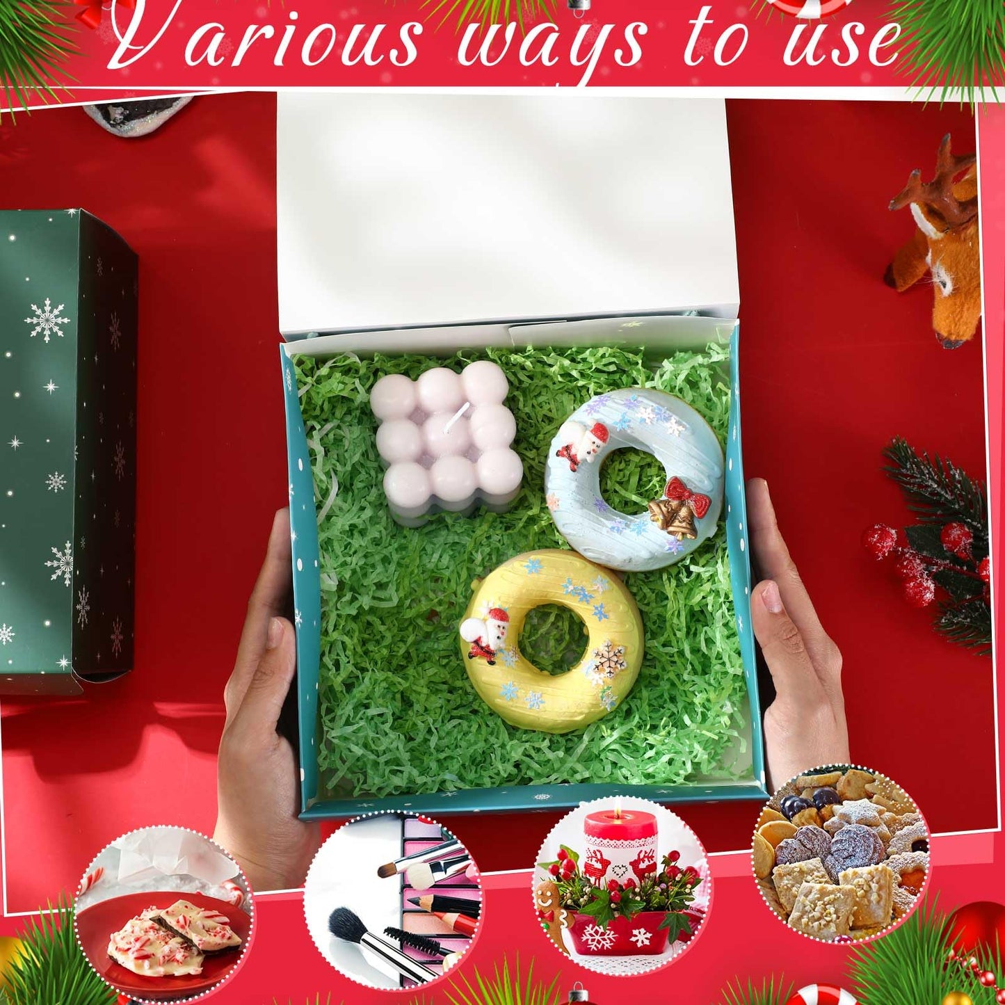 Eersida 24 Pack Christmas Gift Boxes with Lids Bulk 8 x 8 x 4 inches Gift Boxes for Christmas Presents with Bow Xmas Decorative Large Presents Boxes Empty Gift Boxes for Xmas Holiday, 12 Design