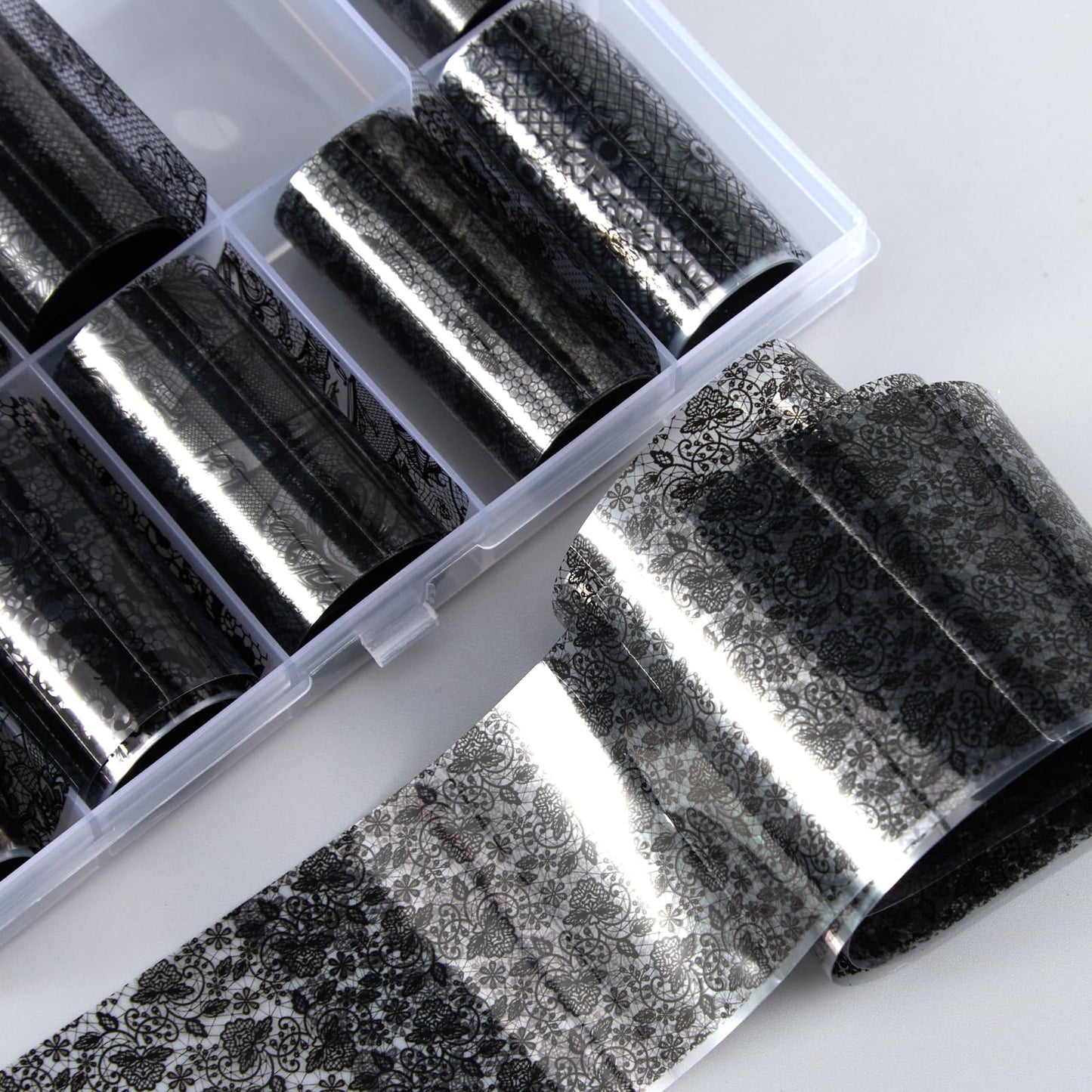 SILPECWEE 20 Rolls Lace Nail Foil Transfer Sheets - Nail Art Foil for Acrylic Nails Lace Nail Wraps Stickers for Nails Decorations, DIY Crafts, Resin Jewelry