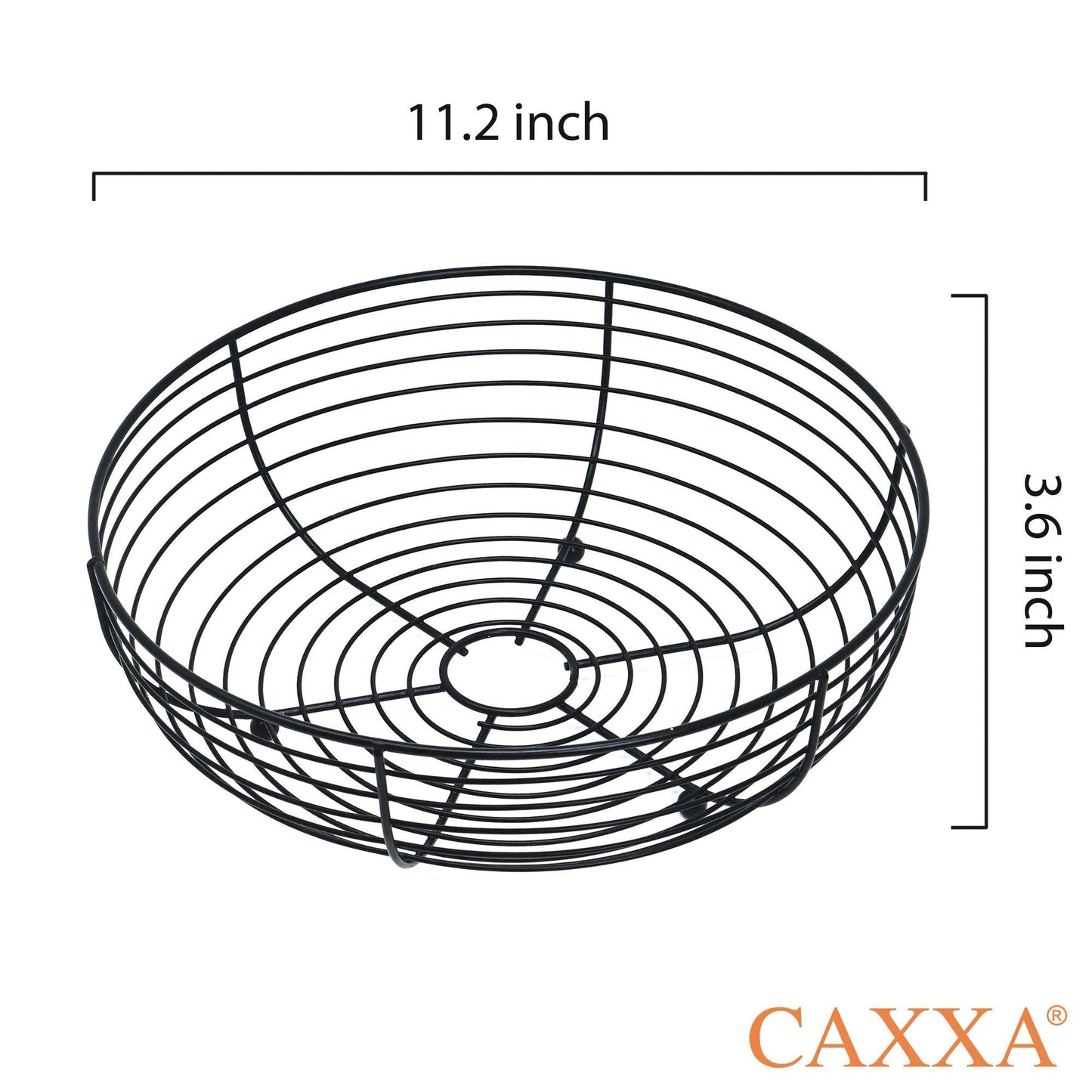CAXXA Countertop Fruit Bowl, Wire Basket for Fruits, Breads, Vegetables,Snacks, Black