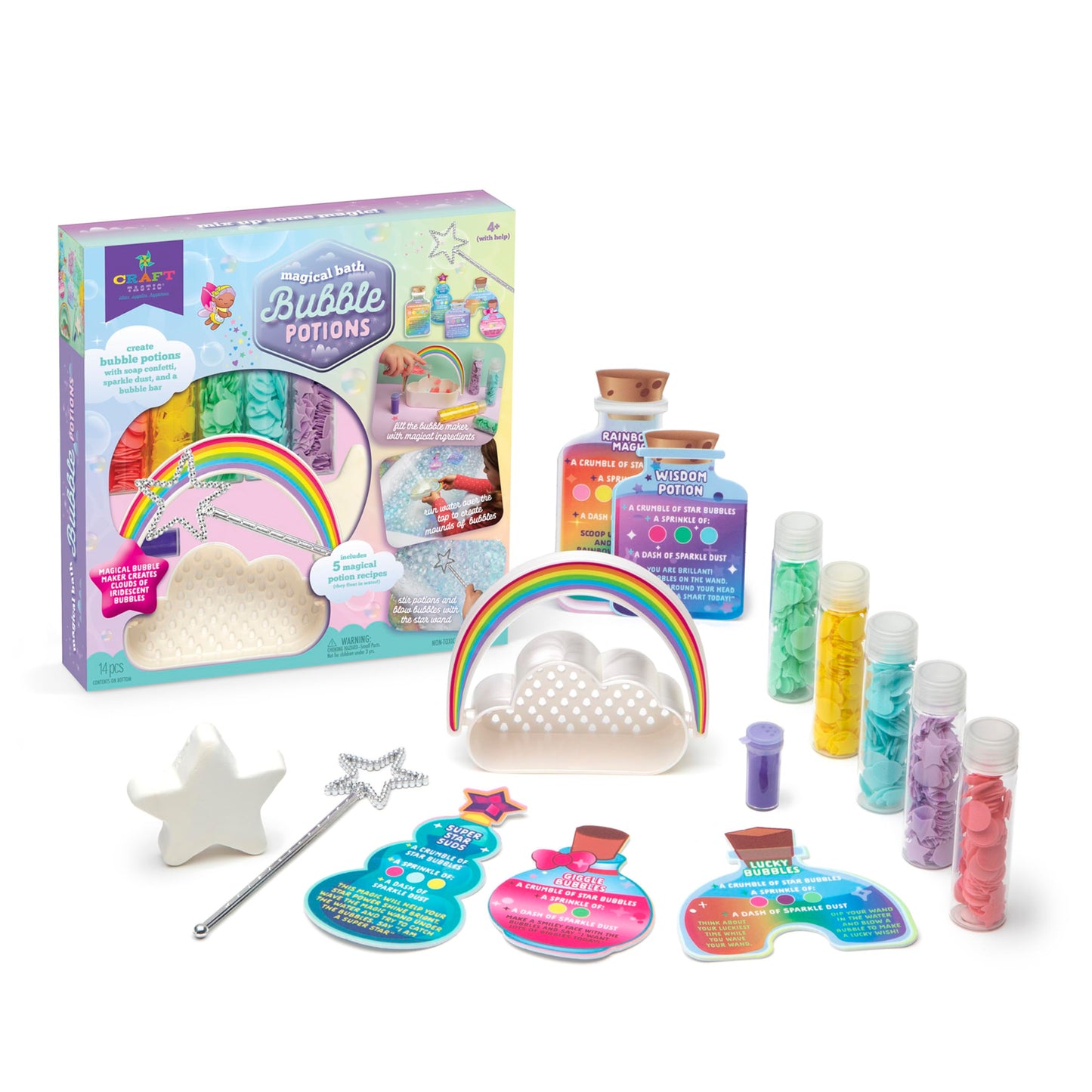 Craft-Tastic Bubble Bath Magic Potion Kit Bath Time Toys, Arts and Crafts for Kids, Non-Toxic, Ages 4+ With Help