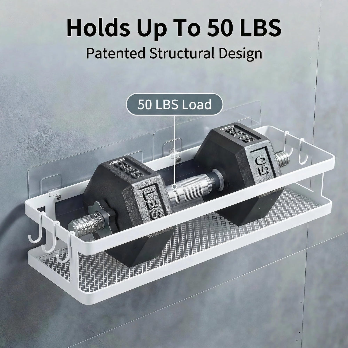 5-in-1 16.5" Extra Long Kitchen Organizer & Shower Caddy Set, Wall Mount Spice Rack with Paper Towel Holder, Utensil Holder & Soap Dish, Rustproof Mesh - White, Guardrail