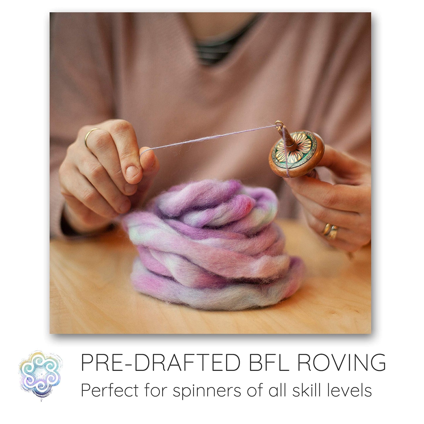 Hand Dyed BFL Spinning Fiber. Super Soft Wool Top Roving Drafted for Hand Spinning, Felting, Blending and Weaving. 5oz. Greenery
