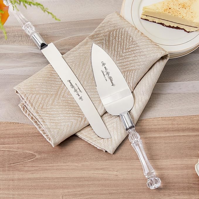 AW BRIDAL Personalized Wedding Cake Serving Set - Cake Knife 13.2 in, Cake Server 10.8 inch - Gift for Wedding, Anniversary, Engagement//DK001CPP42//