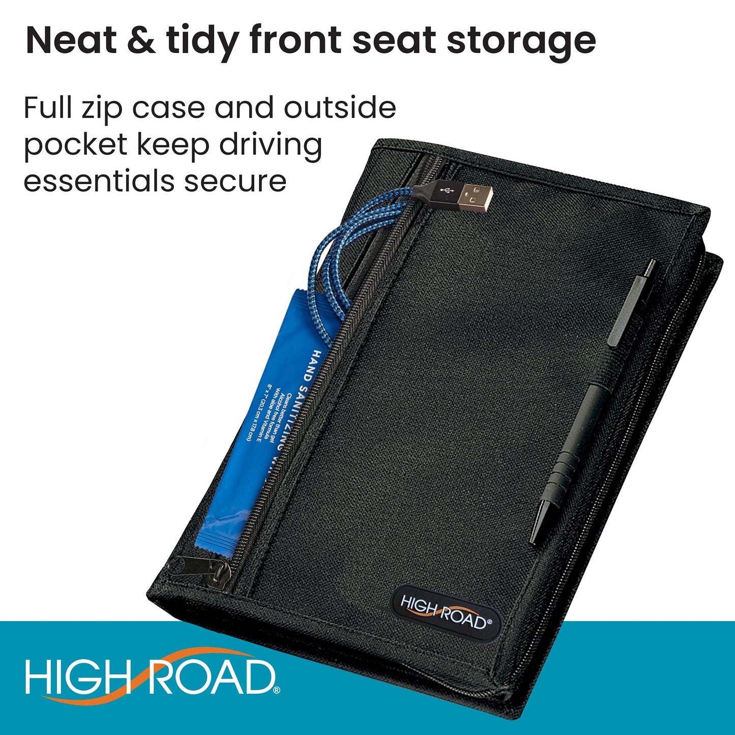 High Road Car Glove Box Organizer, Registration and Insurance Document Holder and Car Manual Holder with Flexible Secure Zippered Case and Note Pad
