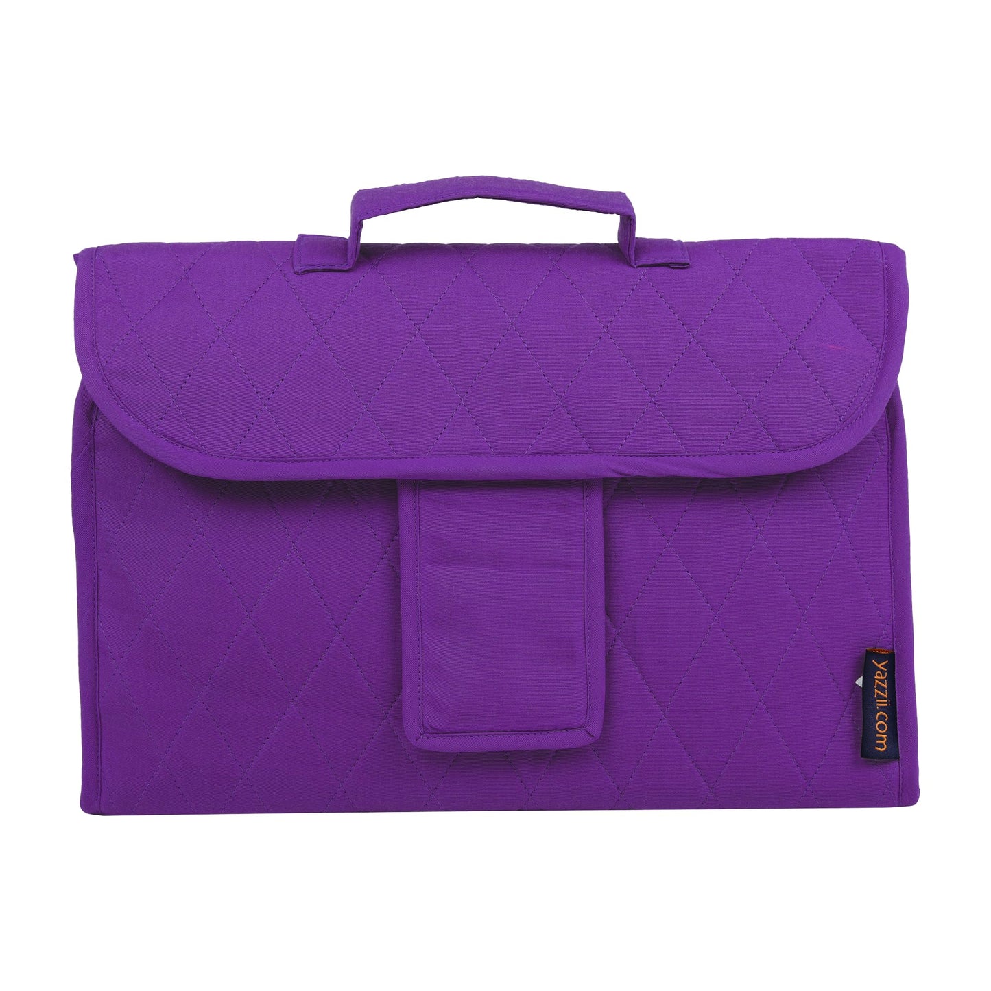 Yazzii Trifold Craft Project Case - Craft Organizer, Travel Tote Bag with Clear Pockets & Handle - Crafts, Crochet, Sewing Accessories - Purple