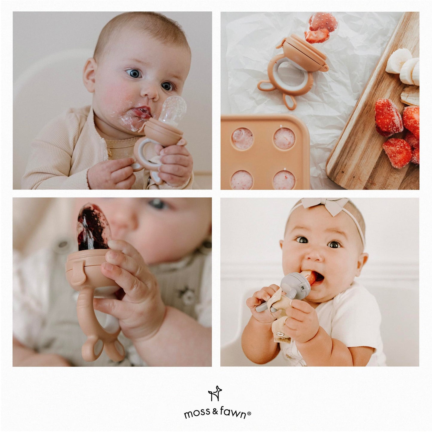 Moss and Fawn Forage Feeder - Baby Fruit Feeder, Frozen Breast Milk Popsicle Teether & Pacifier - BPA, PVC & Phthalate-Free - Fern