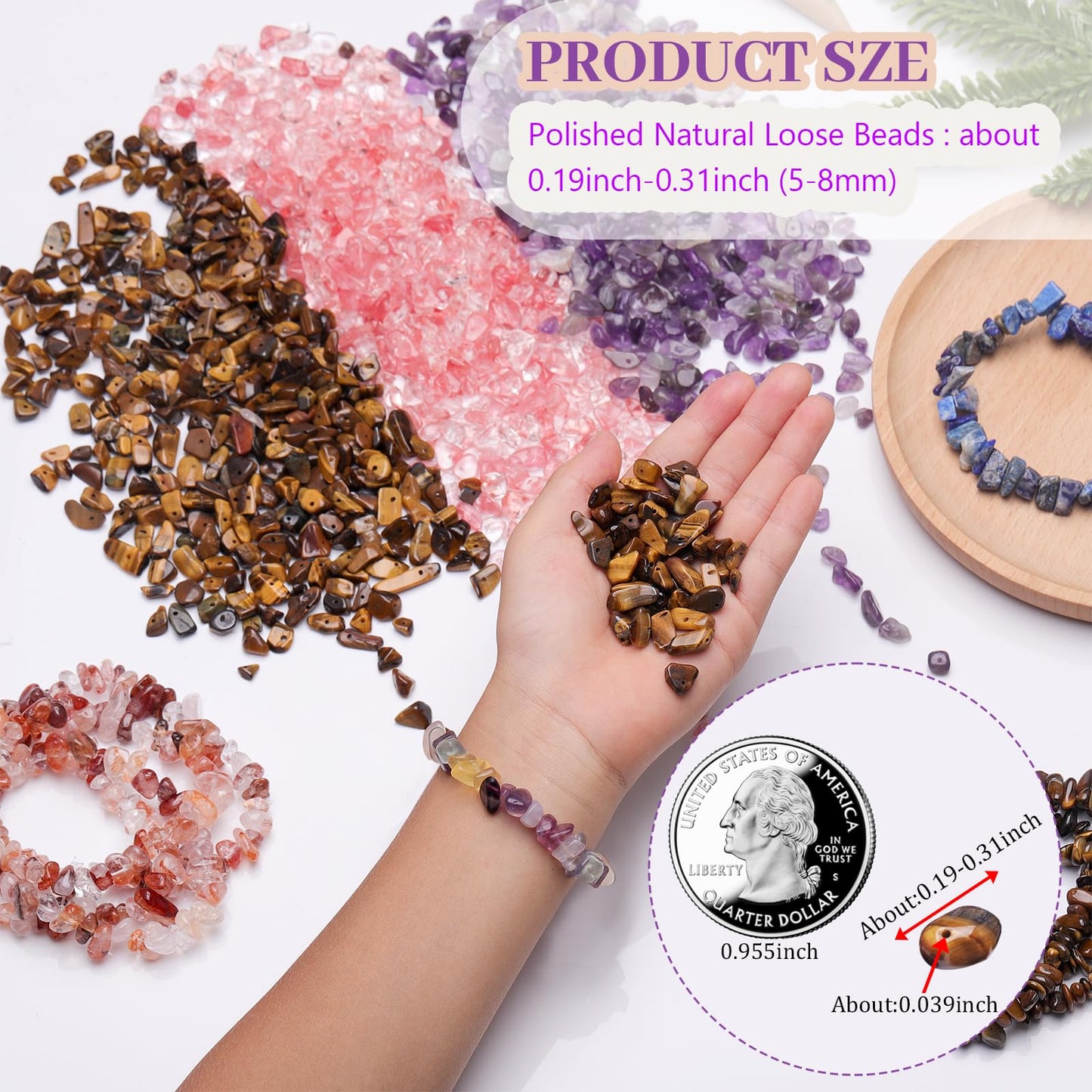 400pcs Natural Chip Shell Beads for Jewelry Making Colorful Shell 5-8mm Irregular Gemstones Healing Crystal Loose Rocks Bead Hole Drilled for Ring Earrings Necklace Bracelet Making DIY Art Crafts