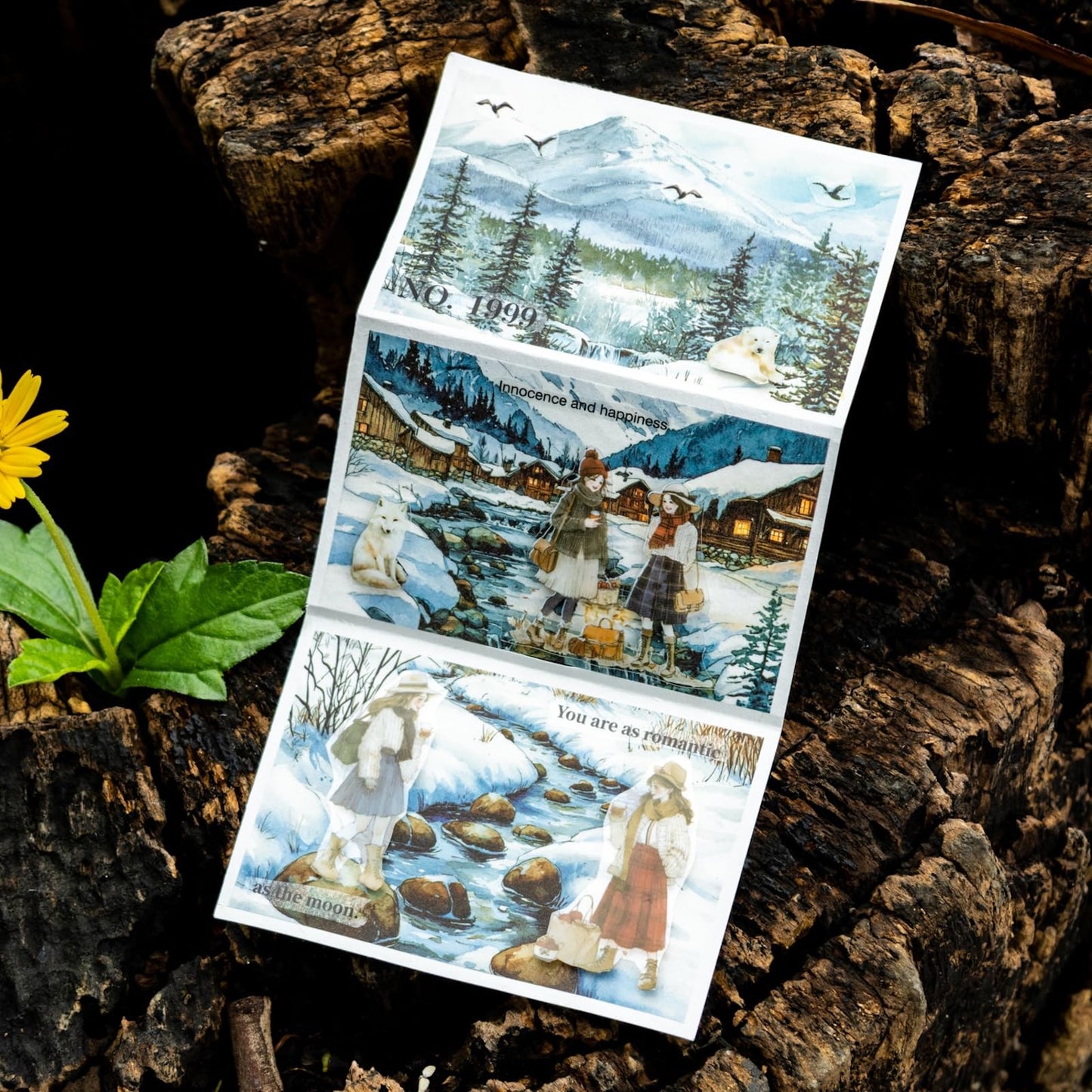 MiyouLuna 6 Rolls Seasons Landscape Washi Tape Set, 3.15in Large Nature Sticker Tape with Clip for Journaling, Scrapbooking, Planner Decoration, DIY Crafts and Art Projects