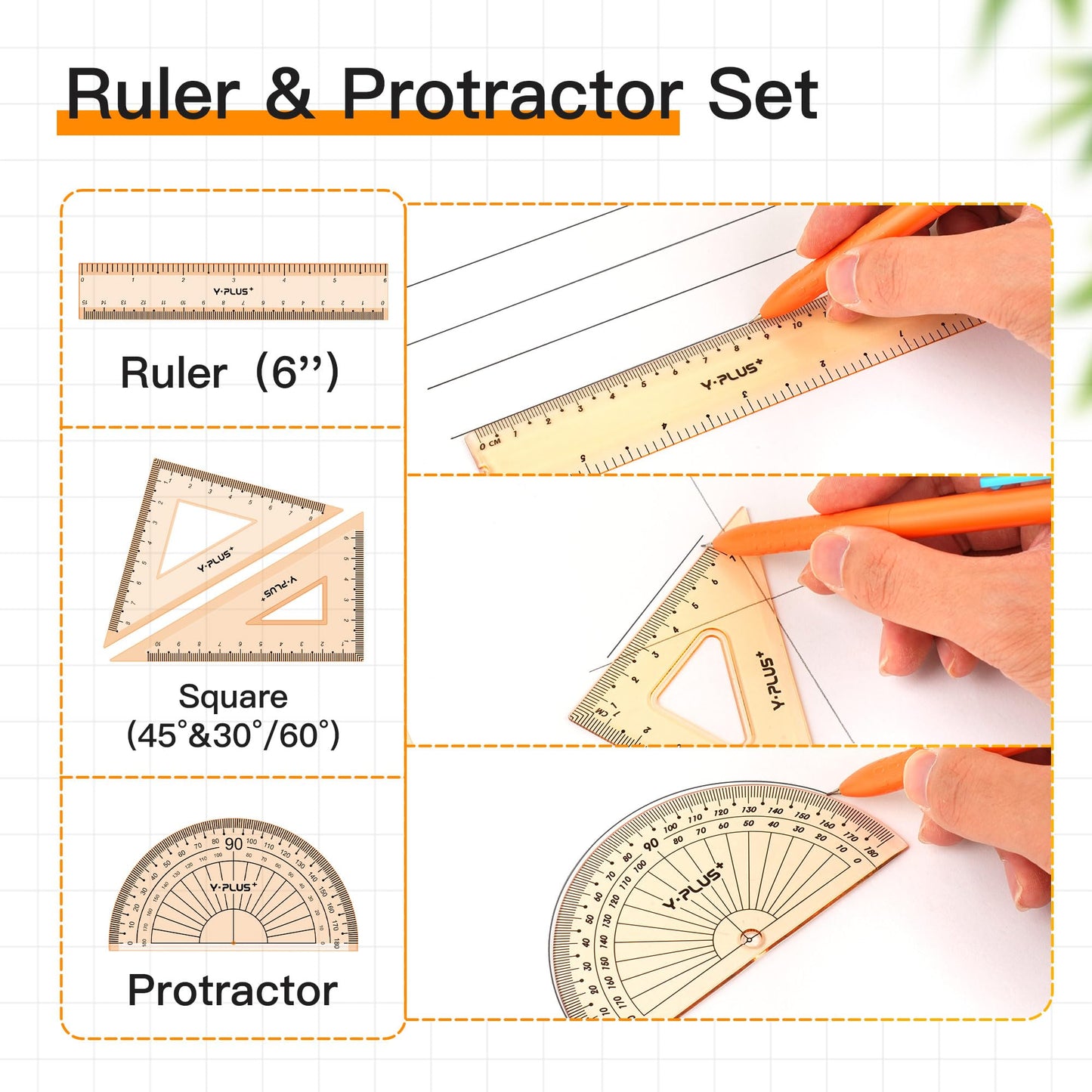 Geometry Set for Students, Compass Drawing Tool with Metal Case, Math Protractor for Kids with Protractor, Rulers, Metal Compass, Mechanical Pencil - 12 Pcs, Back to School Supplies for Students