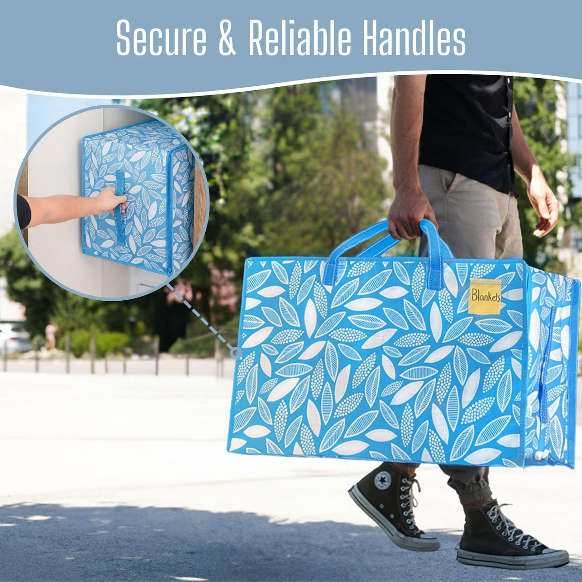 4 Pack Extra Large Heavy Duty Moving Bags with Wide Opening & Reinforced Handles (4 Count)