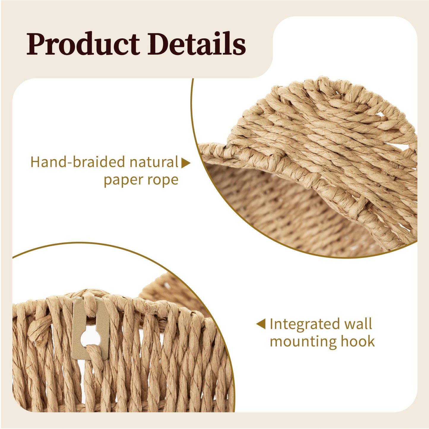 seicasaya Bear Shaped Floating Wall Shelf Handwoven Natural Paper Rope Nursery Decor for Kids Room (Natural)