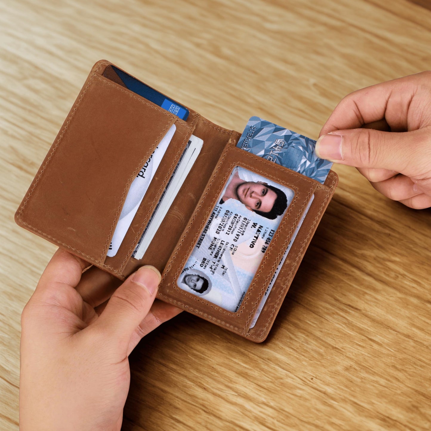 RFID Blocking Slim Wallet for Men | Thin Bifold Credit Card Holder Wallet | Mens Wallet Slim Business Card Case | Minimalist Front Pocket wallet with Gift Box (Genuine Full Grain Soft Leather)