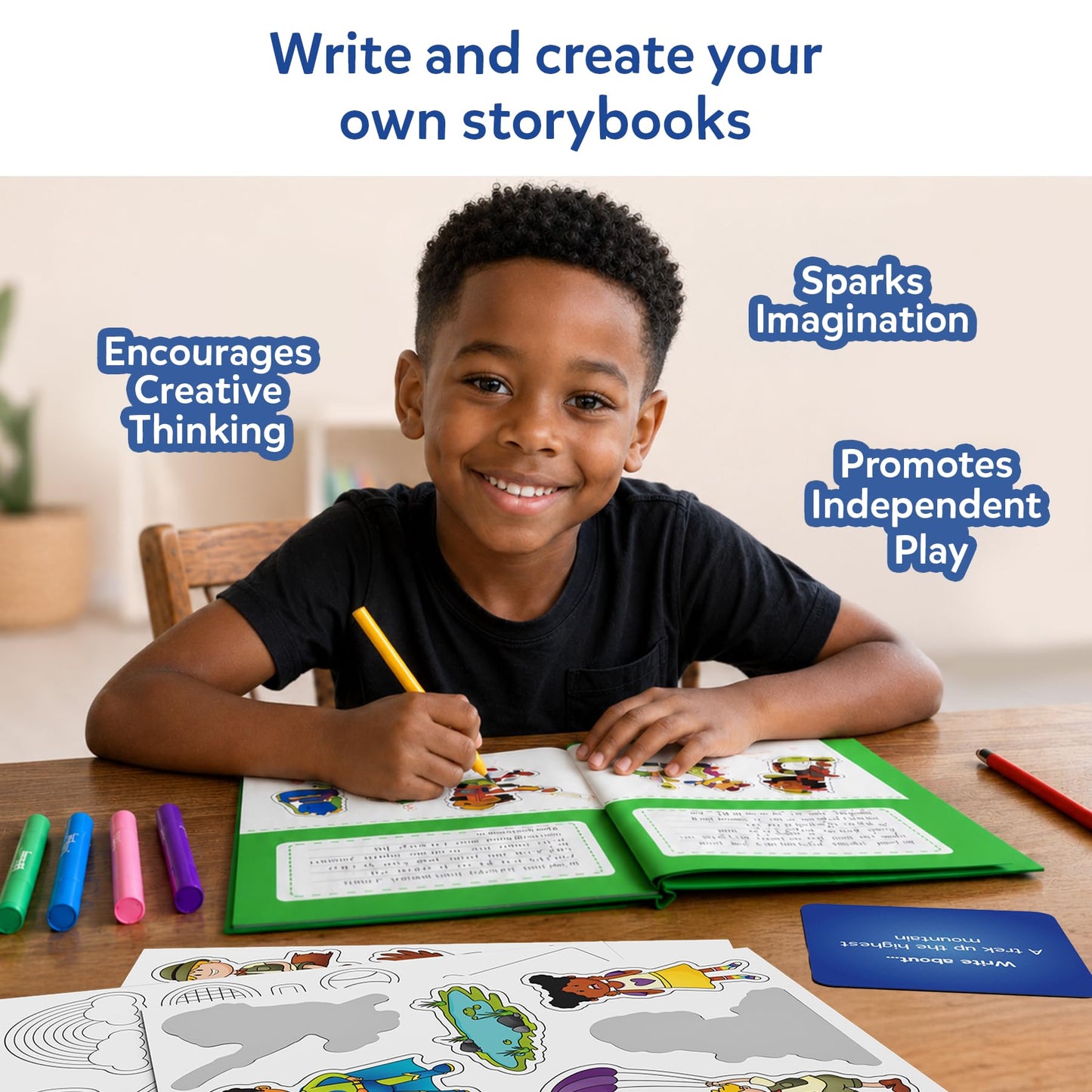 Skillmatics Storybook Art Kit - Create Adventure Stories, DIY Craft & Writing Kit with 300+ Stickers, Scrapbooking & Journal Activity, Screen-Free Fun, Gifts for Kids Ages 5, 6, 7, 8, 9, 10