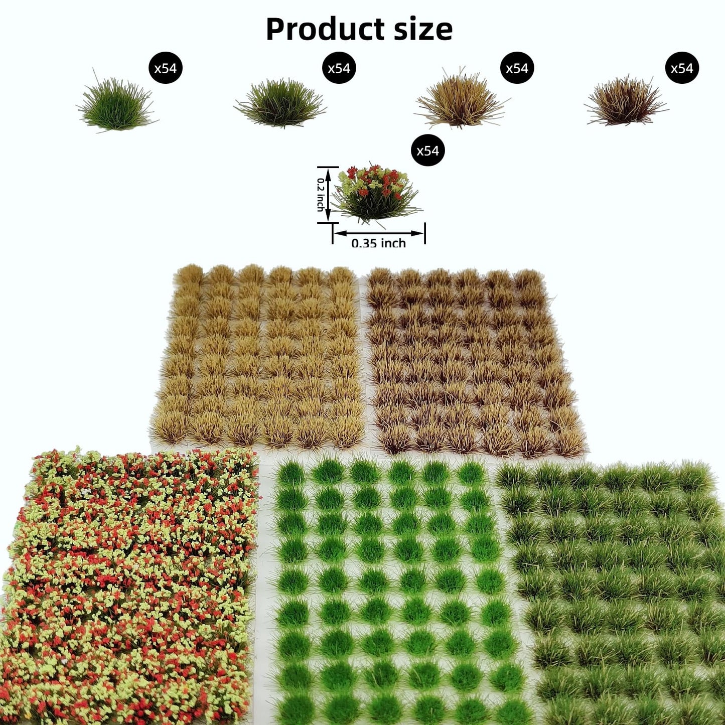 gdeplok 270 Pcs Static Grass & Miniature Flower Clusters Kit for Model Railway Scenery, Train Layouts, Diorama Bases, Wargaming and DIY Miniature Landscapes