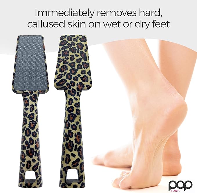 Pop Sonic Nano Glass Foot File (1 Unit) | Foot Callous Removal for Smooth, Soft Feet | Foot Scraper for Dead Skin Remover | Perfect Pedicure Tools at Home or Salon Use (Leopard)