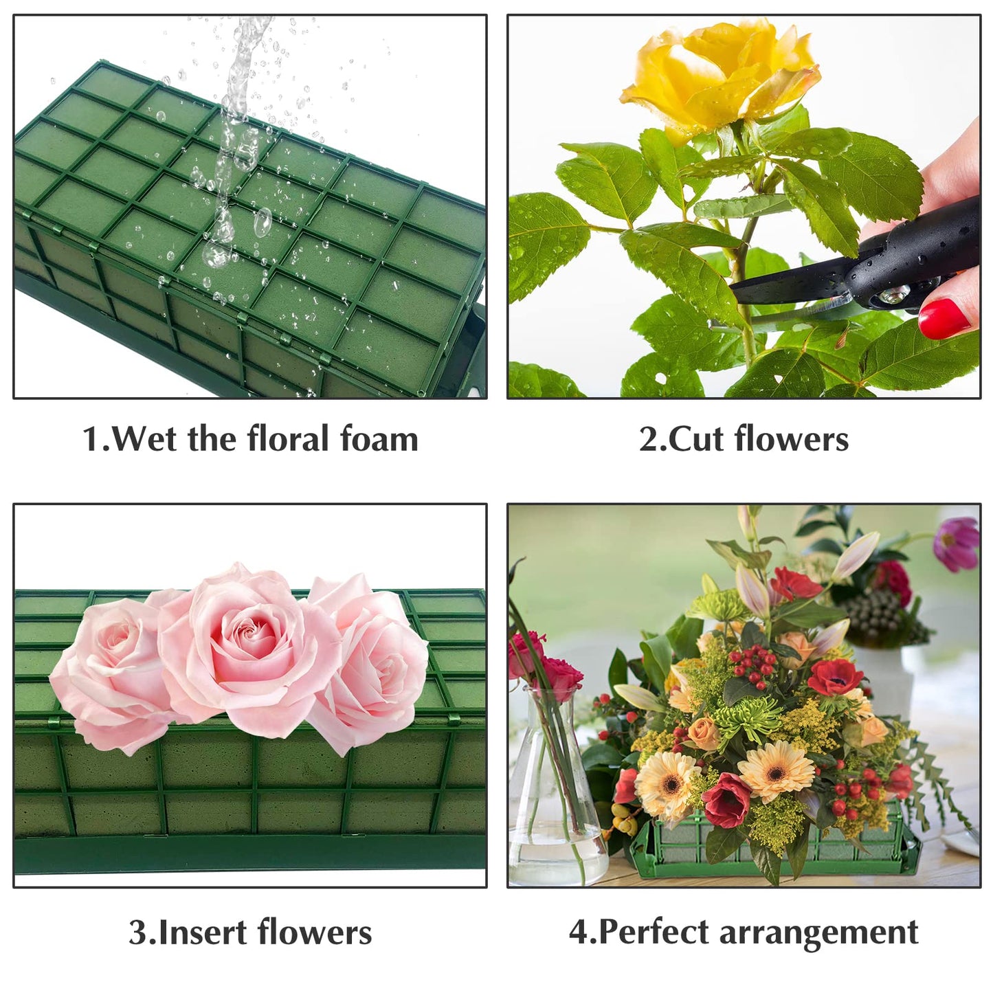 2 Pieces Floral Foam Cage, Flower Arrangements Supplies With Rectangle Holder, Bricks for Fresh Flower Wedding Holiday Decorations