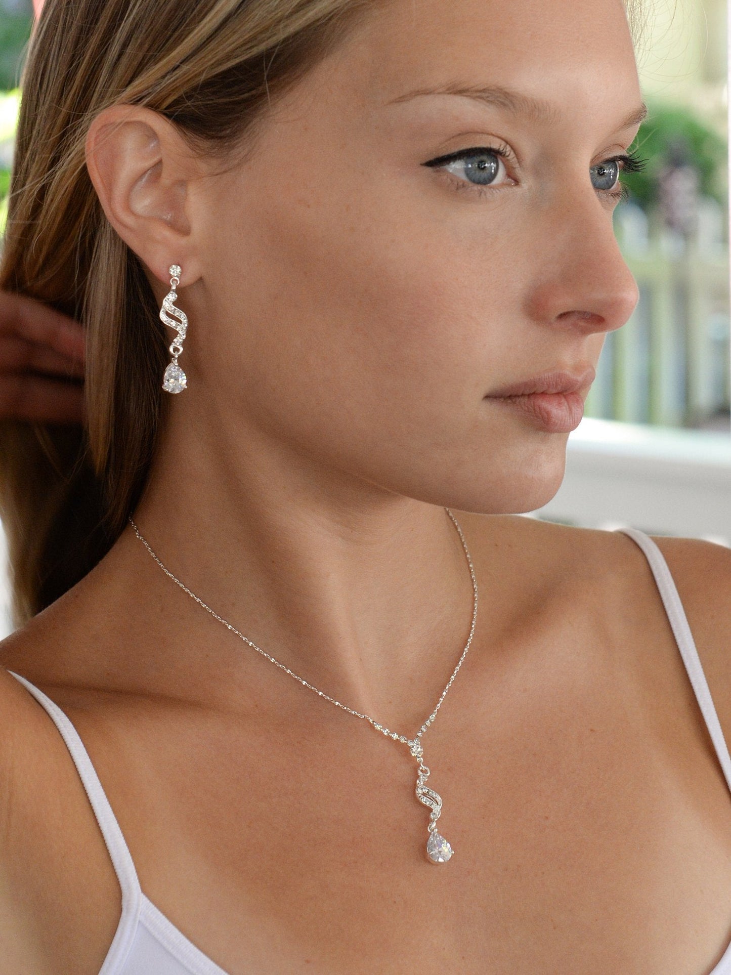 Mariell Cubic Zirconia Prom Jewelry Set, Necklace & Earrings Set for Brides, Bridesmaids, Wedding Jewelry
