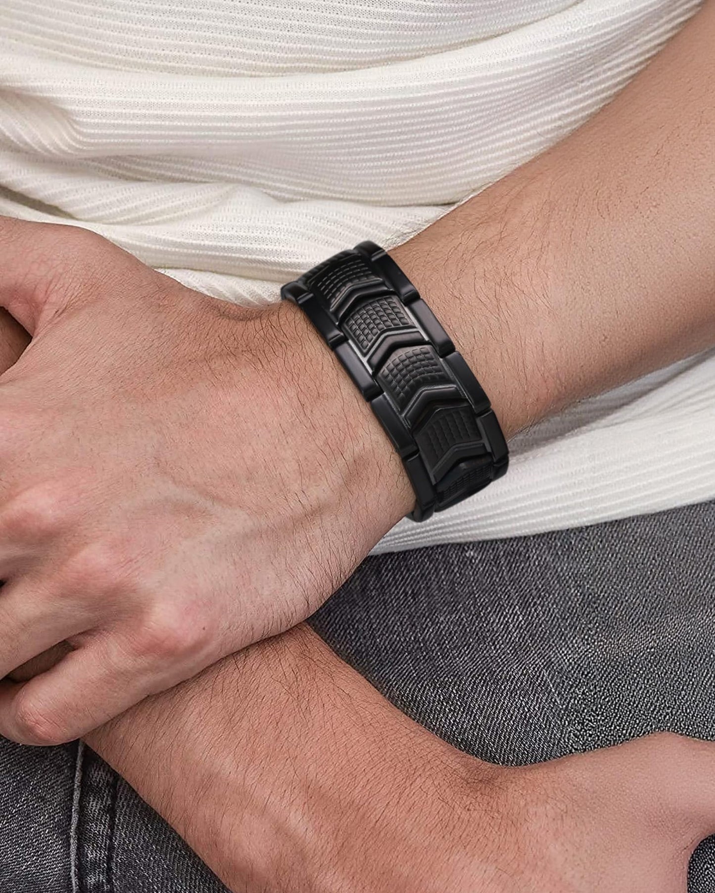 Jecanori 3X Strength Magnetic Bracelets for Men,Premium Fold–Over Clasp & Adjustable Length,Ideal Gift for Men
