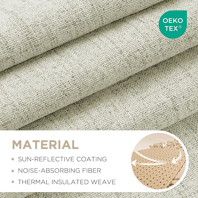 Joydeco Linen Blackout Curtains for Bedroom - 100% Light Blocking 1 Panels, Light Beige Drapes 100" W x 120" L, Thermal Insulated Room Darkening Curtains for Living Room, Rod Pocket & Back Tabs