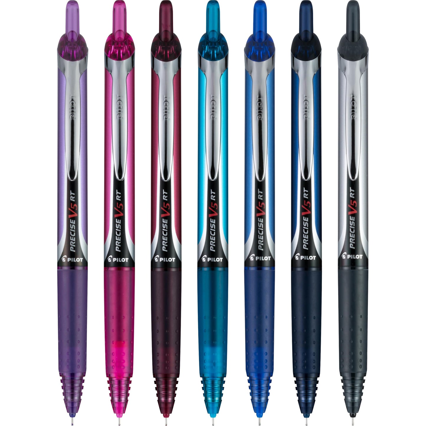 PILOT Pen 26095 Precise V5 RT Refillable & Retractable Premium Rolling Ball Pens, Extra Fine Point (0.5mm), Assorted Colors, 7 count