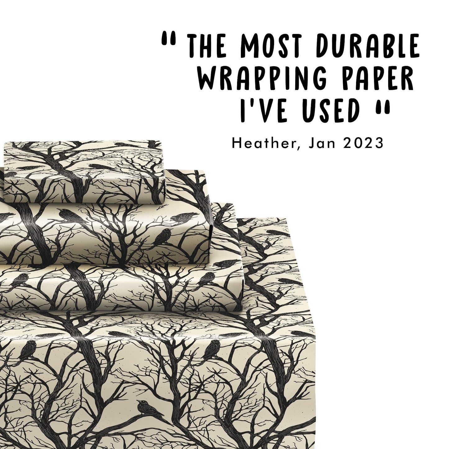 CENTRAL 23 Birthday Wrapping Paper For Men Women - 6 Sheets Of Gift Wrap - Crows On Trees - Forest - Gothic - Fall Wrapping Paper - Halloween - Comes With Stickers - Recyclable