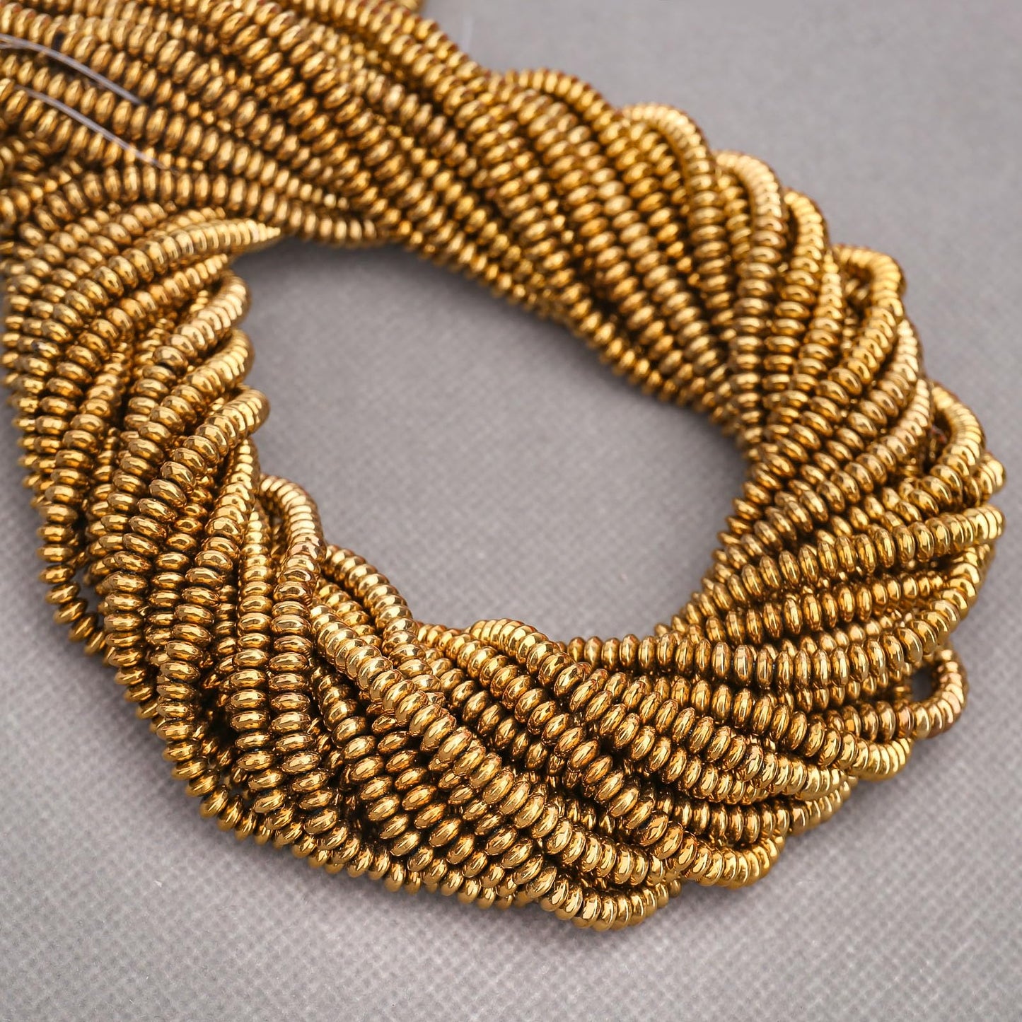 BONNY BOXX 1 Strand (150PCs) 2 * 4mm Rondelle Beads, Natural Abacus Disk Gold Hematitet Stone Beads Loose Spacer Gemstone for DIY Bracelet Necklace Jewelry Making
