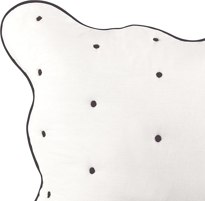 kate spade new york Scalloped Edge Euro Sham, 26" x 26" Decorative Pillow Cover, Single 100% Cotton Cover, Machine Washable, Marshmallow