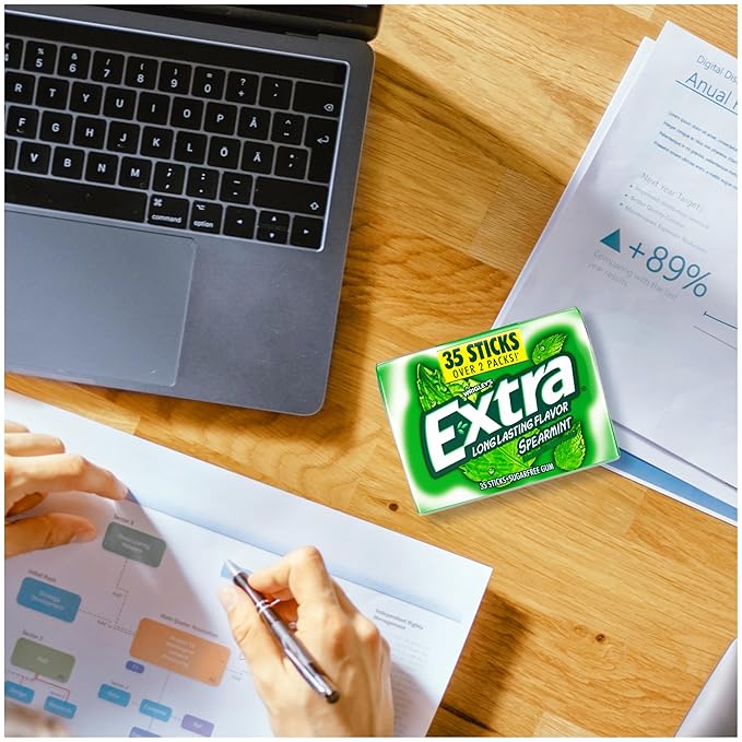 EXTRA Spearmint Sugar Free Chewing Gum, Bulk Gum Packs - 35 Sticks (Pack of 6)