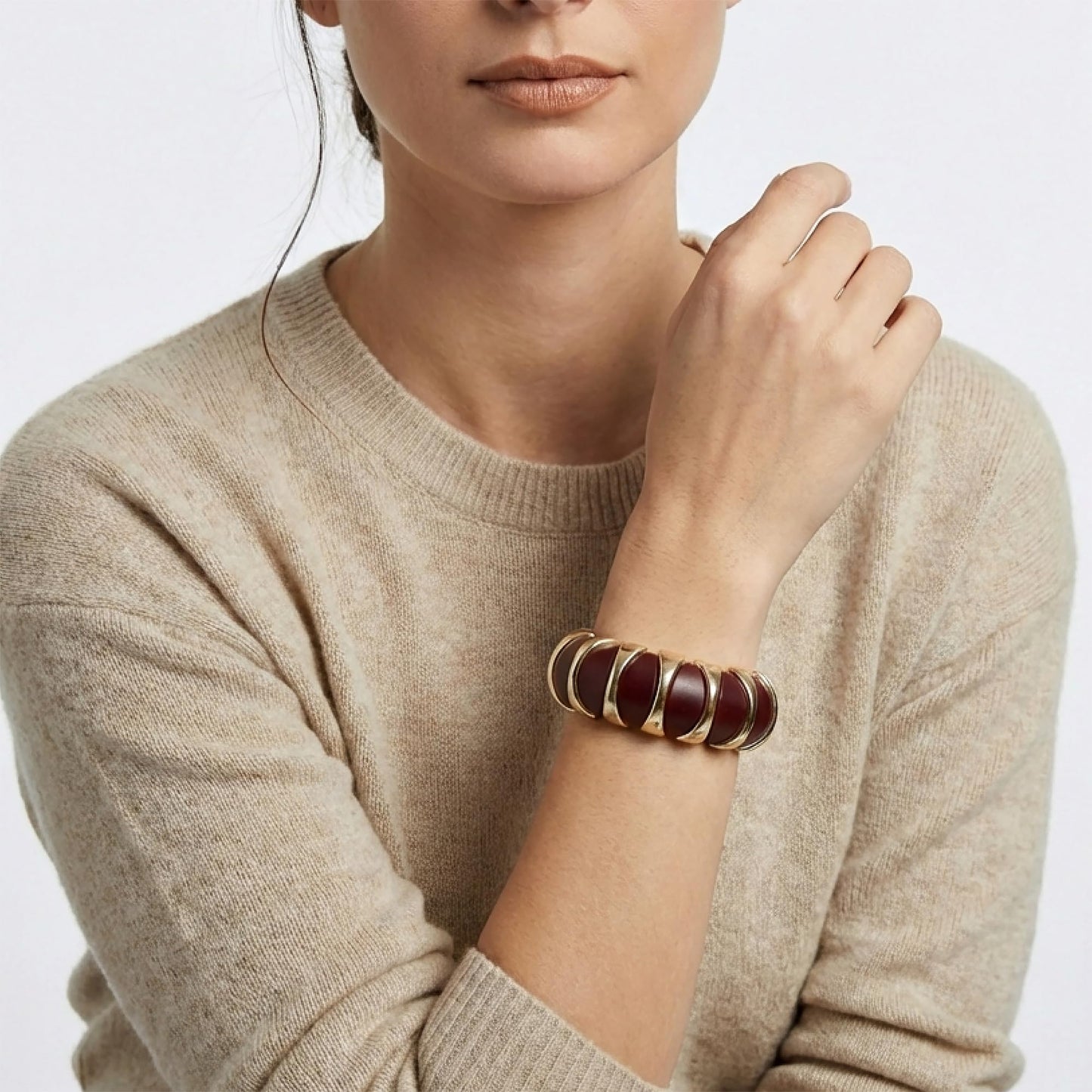 GOOJIDS Simple Beaded Gold Plated Bangles Bracelet Chunky Bamboo Tube Curved Stacking Clear Acrylic Colorful Beads Stretchable Gold Plated Bracelets Set For Women (C-Gold Sunflower Bracelet)