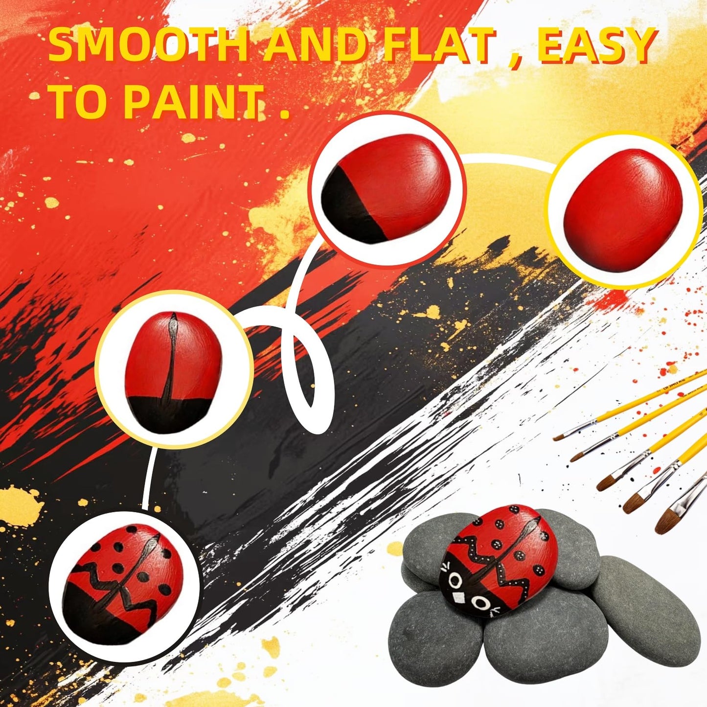 MSACC 26PCS Rocks for Painting, 2-3 Inch Medium River Rocks to Paint, Flat Painting Rocks,Smooth Kindness Rocks for Crafts, DIY,Garden Decoration