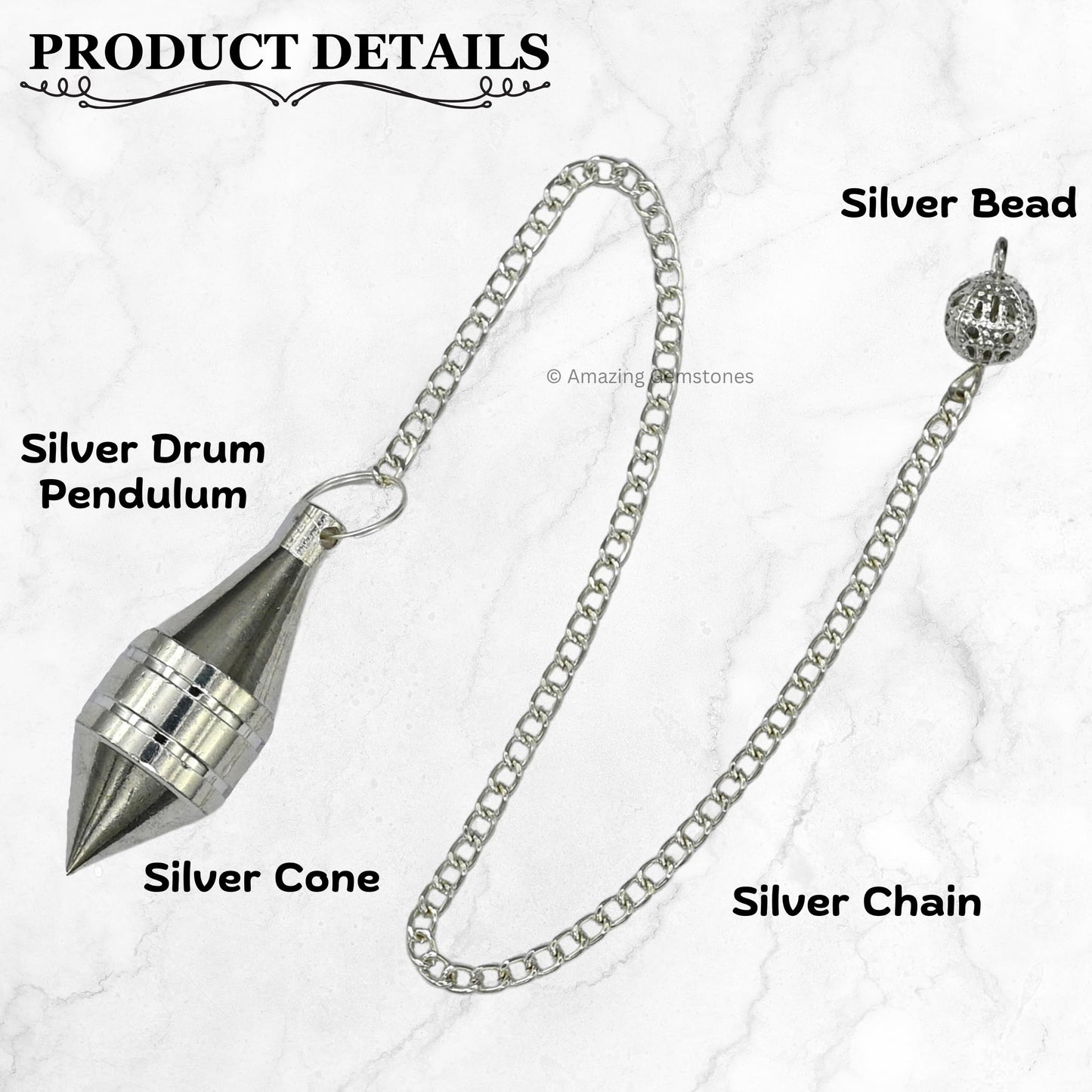 Amazing Gemstone Healing Metal Pendulums for Divination, Silver Drum Cone Steel Copper Pendulum High Energy Pendulo de Bronce Pendulos de Mesa MP64