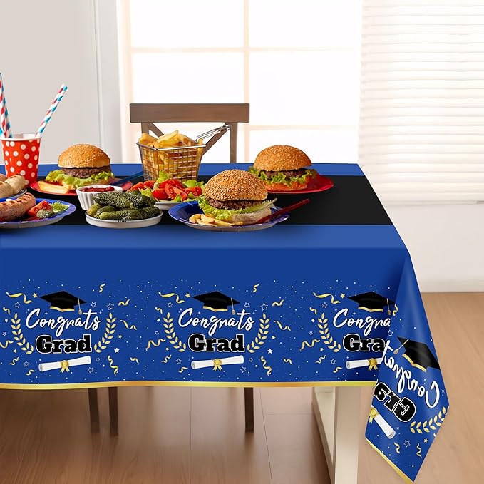 Class of 2026 Blue & Gold Graduation Tablecloths, 2 Pack