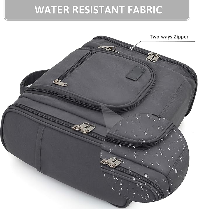 Pearl Angeli Hanging Toiletry Bag for Women, Large Makeup Cosmetic Bag, Water Resistant Toiletries Travel Essentials Organizer, Full-size Container, Grey