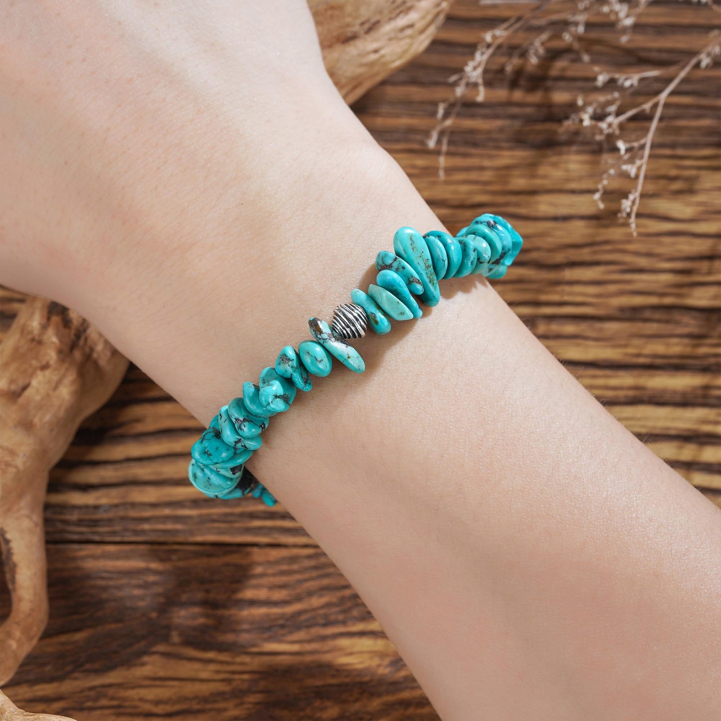 Plumiss Boho Turquoise Bead Bracelet for Women Natural Stone Beaded Bracelets Jewelry for Gift