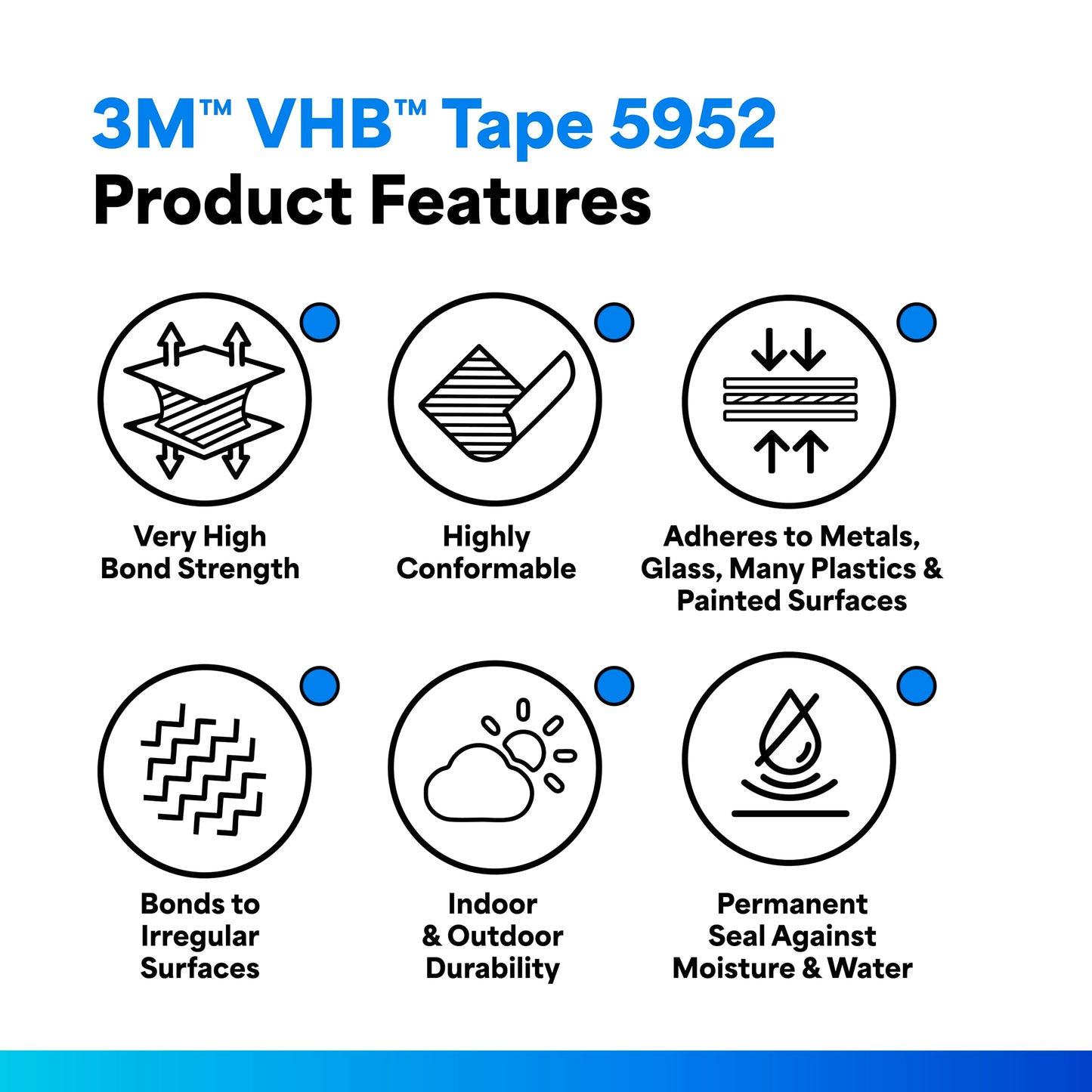 3M VHB Tape 5952, 2 in width x 5 yd length (1 Roll)