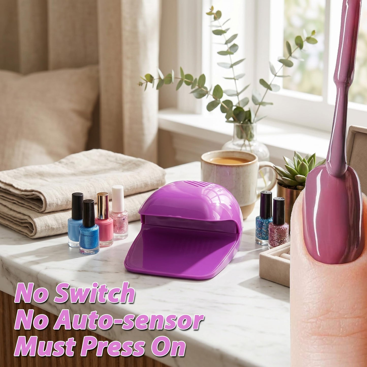 Milltrip Portable Nail Fan Dryer, Quick Dry Nail Dryer Blower Machine, Nail Polish Air Blower Drying Machine for Regular Nail Polish Fingernail Toenail