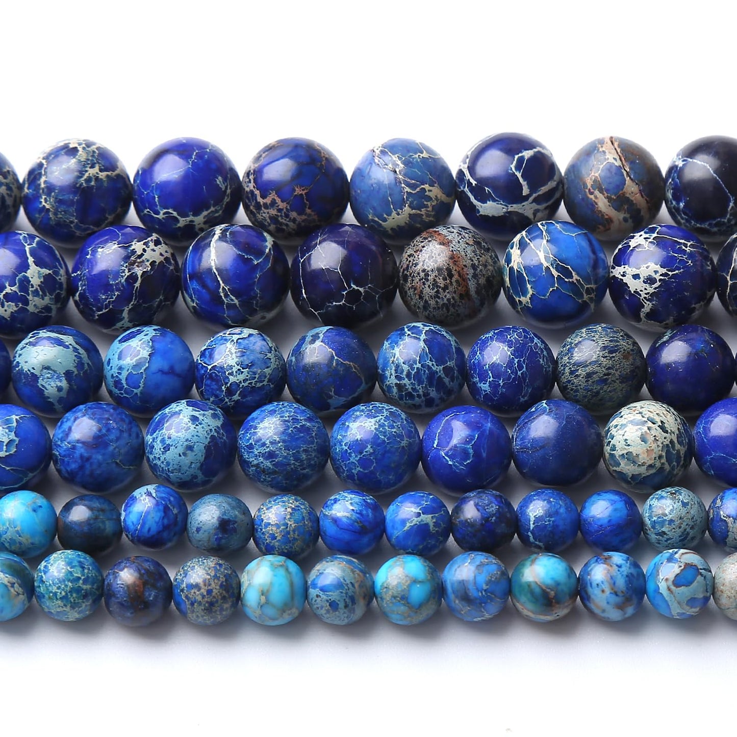 6MM 60PCS Natural Stone Blue Sea Sediment Jasper Loose Beads for Jewelry Making DIY Bracelet