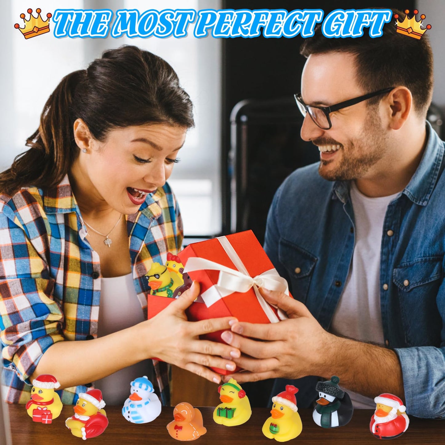 24Pcs Bulk Rubber Ducks Set with 24 Cards & Cotton Ropes - Adorable Heart Designs for Ducking Decor, Party Favors & Gift Exchange - Perfect for Adult