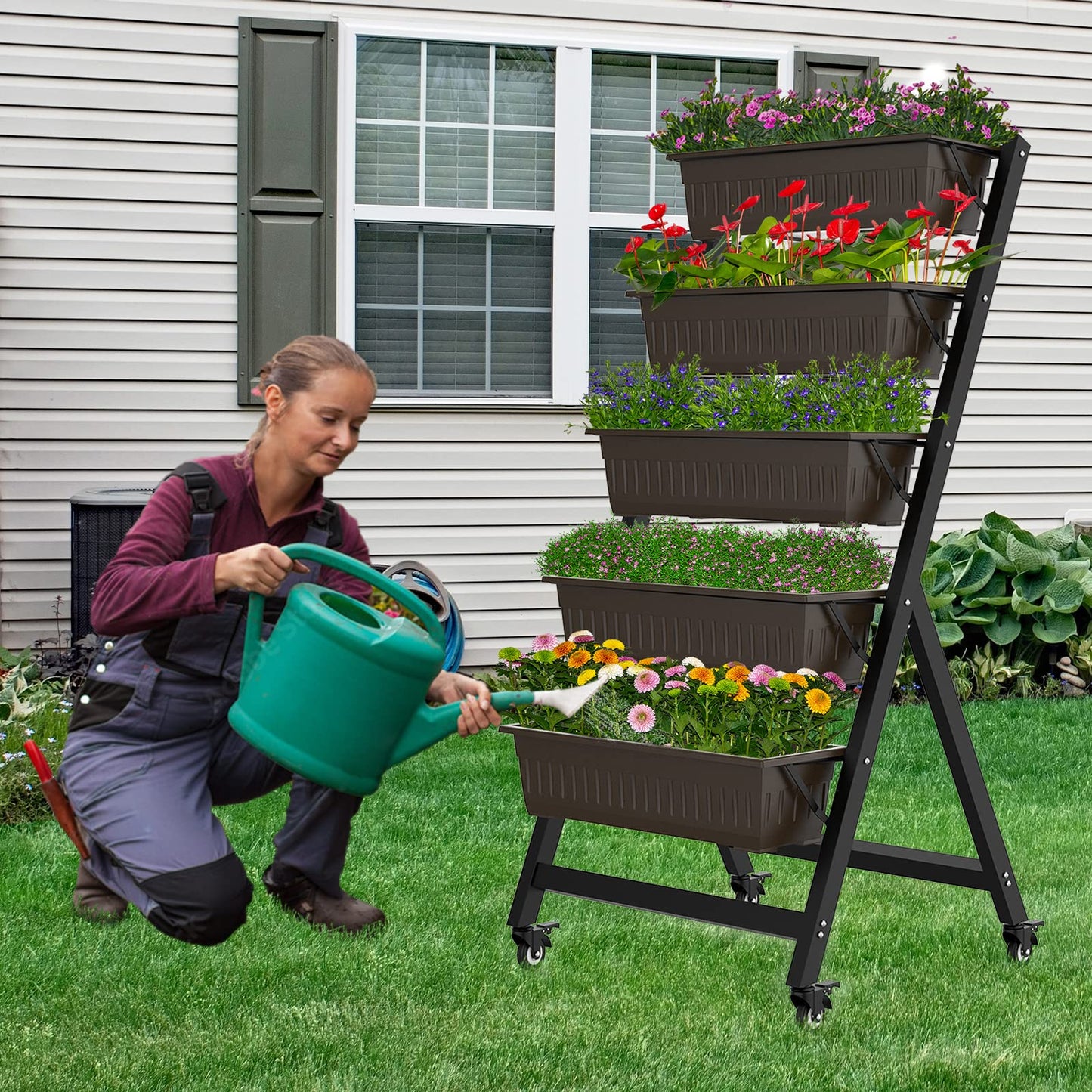 TOREVSIOR 5-Tier Vertical Raised Garden Bed, Vertical Garden Planter with Water Drainage, Elevated Garden Bed for Vegetables Flowers Herbs Indoor Outdoor