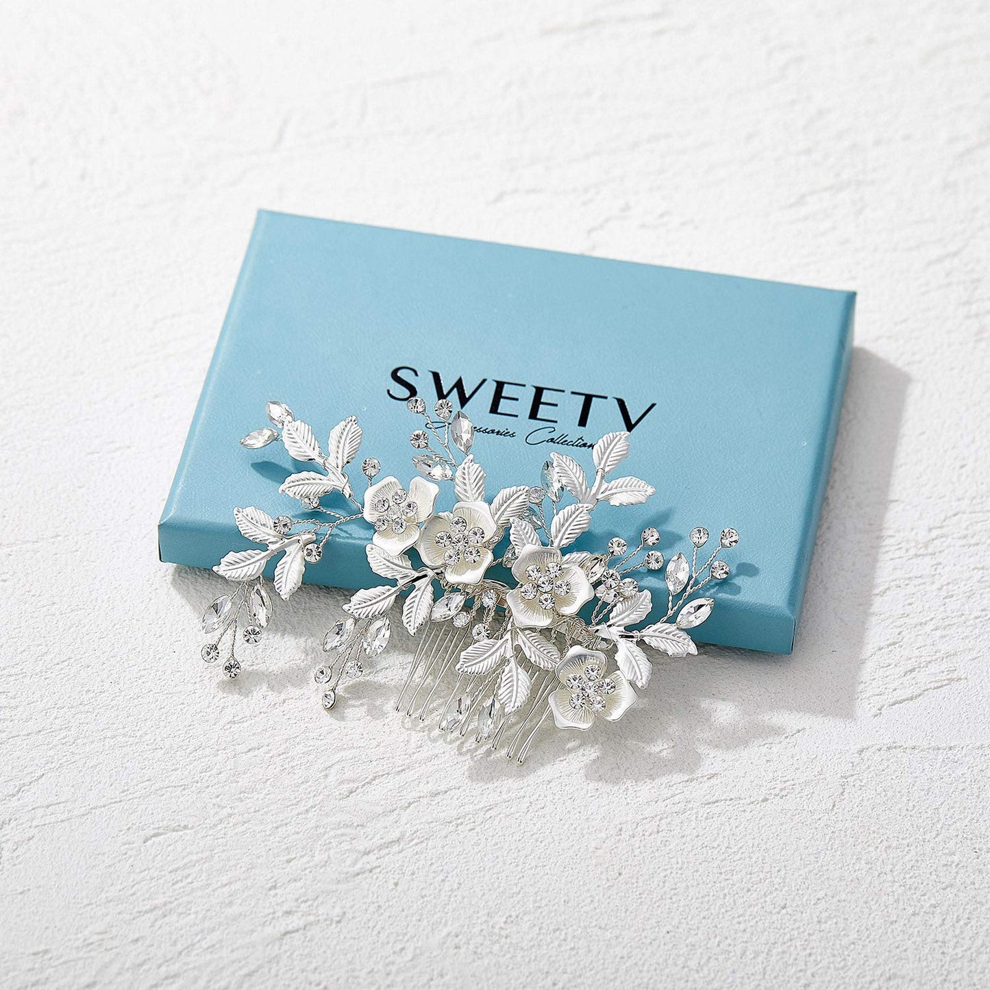 SWEETV Comb, Handmade Wedding Hair Accessory with Rhinestones, Silver, for Brides and Bridesmaids, Bridal Hair Pieces, Wedding Headpiece
