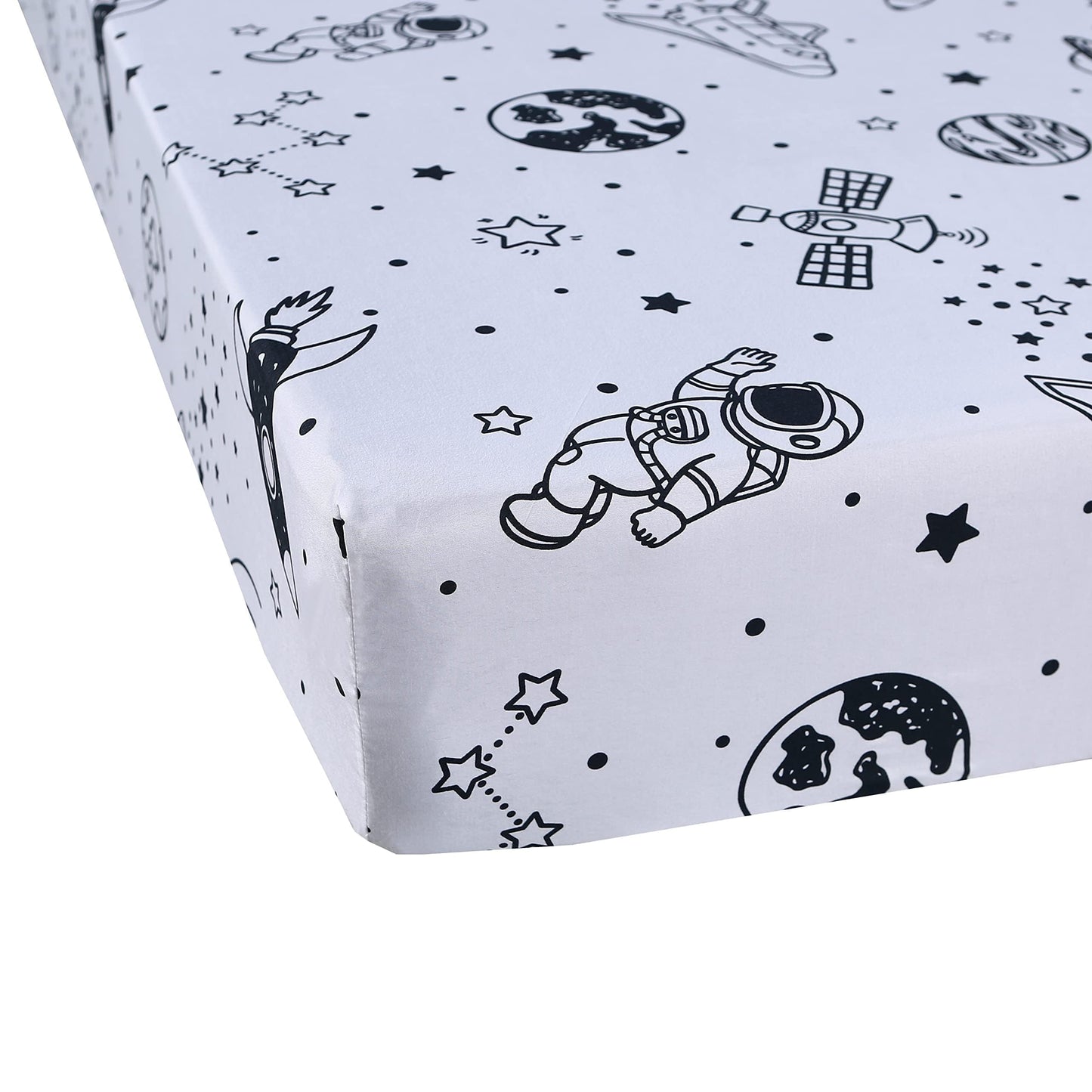 MAG 3 Pcs Space Sheets Twin,White Based Galaxy Planets Sheet Set,Super Soft Microfiber,for Kids Teens Boys Girls and Space Galaxy Lovers with 1 Fitted Sheet 14'' Deep Pocket and 2 Pillowcases.