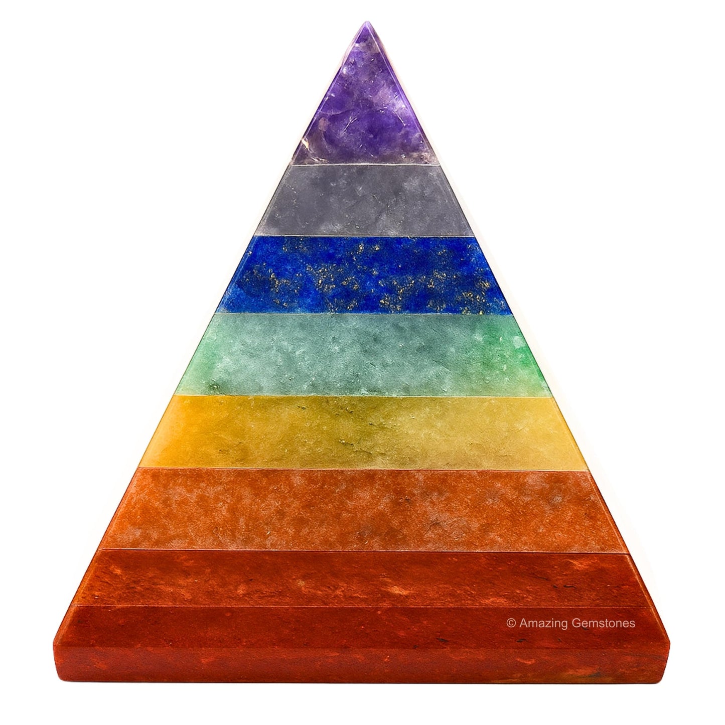 Amazing Gemstone Chakra Pyramid Crystal Healing Stones - 2" Great Pyramid Figurine of Natural Stone Pyramid for Meditation, Reiki, Chakra Balancing and Crystal Pyramids Grid