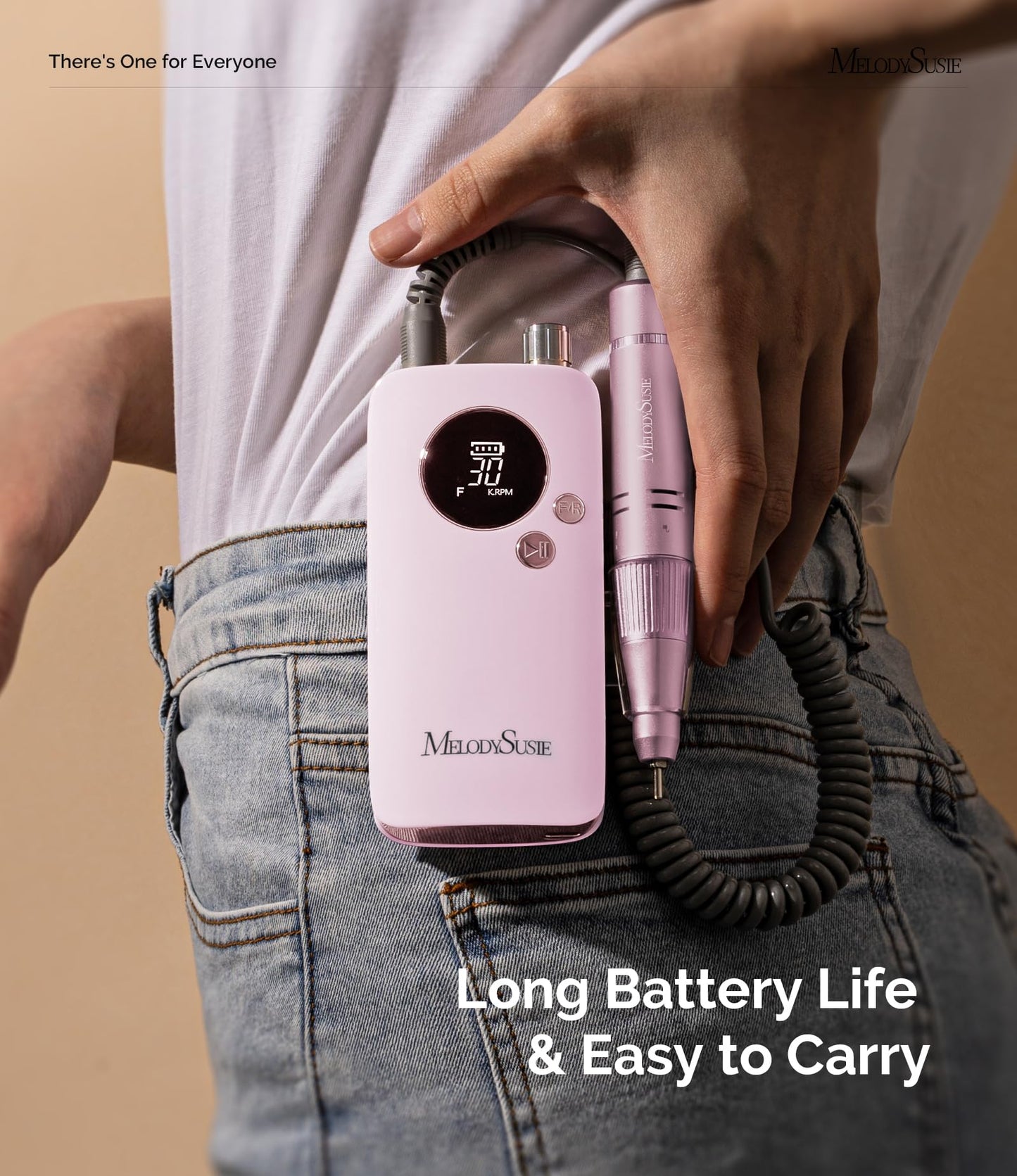 MelodySusie Entry-Level Clip-On Rechargeable Nail Drill, SC320F 30000RPM E-File with Pastel & Colorful Design for Manicure Shaping & Gel Removal, Ideal for Training, Nail Art Practice & Home Use