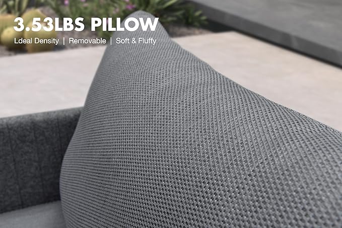 PURPLE LEAF Patio Furniture Set 9 Pieces Patio Seating Sofas Aluminum Furniture Outdoor Couch Sectional Set with Cushions Patio Conversation Sets Gray