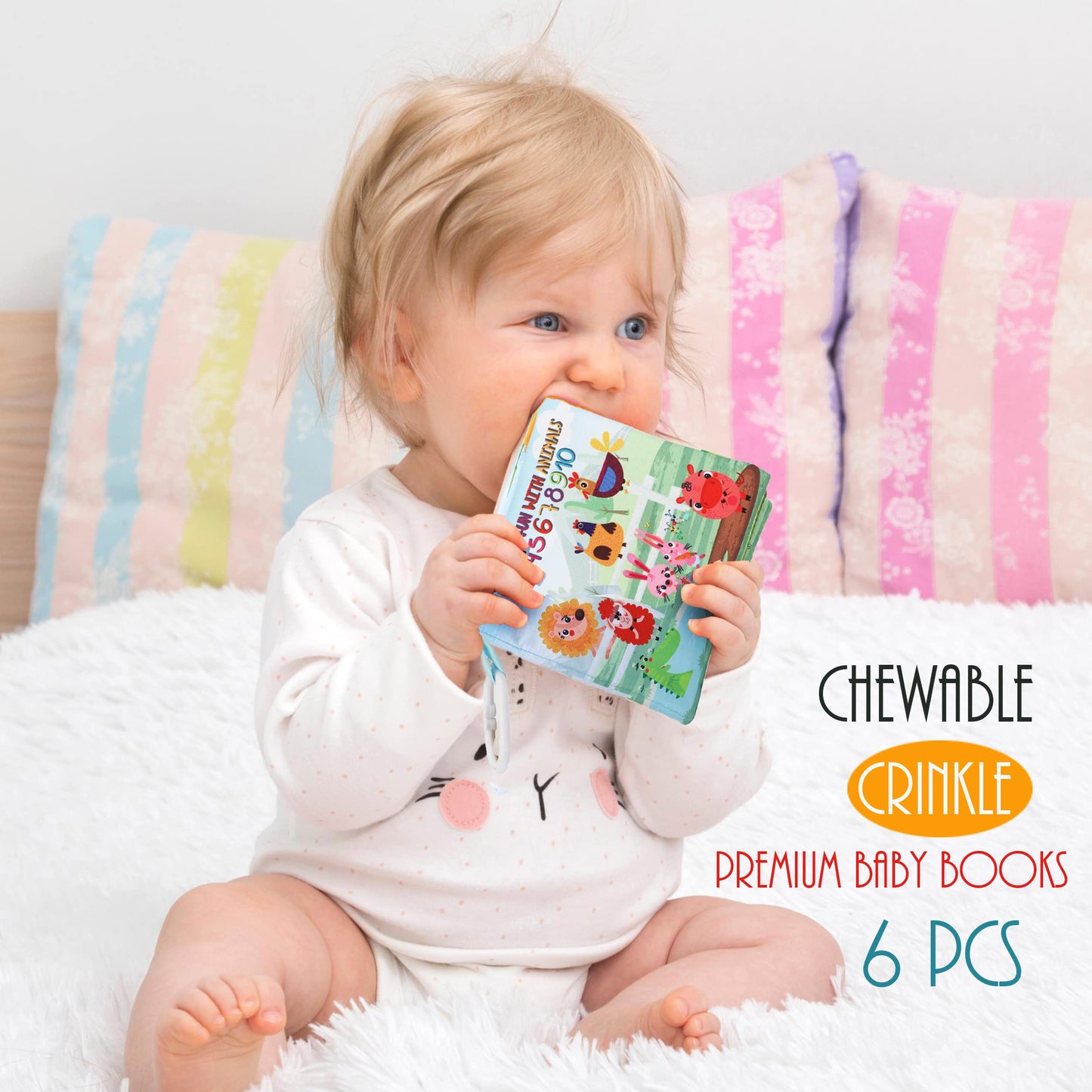bebe mondo Fish Baby Crinkle Books with 6 PCs Educational Learning Toys for Newborn Babies Infants 0-6, 6-12 and 12-18 Months 1-2 Year Old