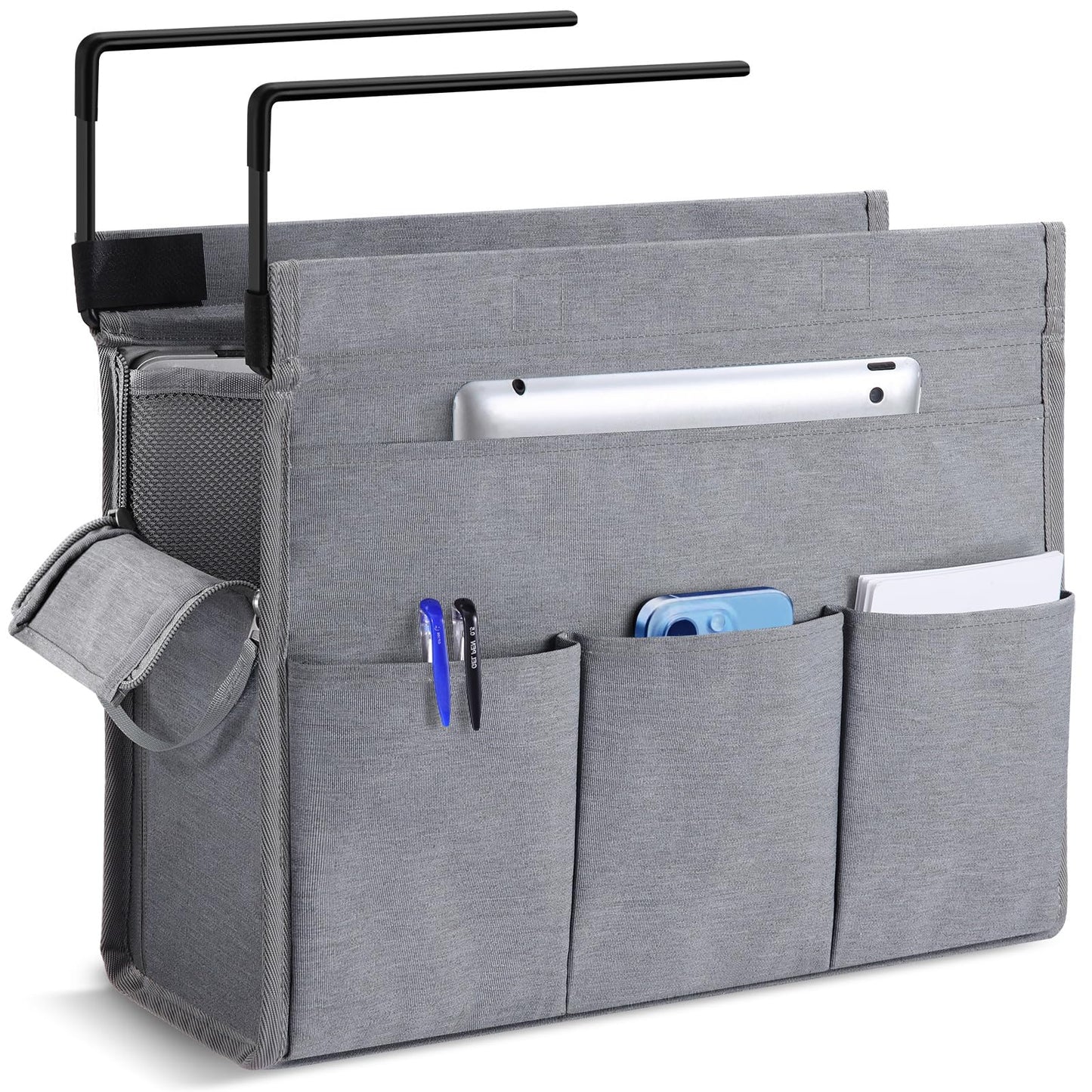 MASTLU Under Desk Hanging Storage Bag, Desk Organizer Storage, Office Side Storage Bag, Compatible with A4 Files, Detachable Handle Design, No Assembly Required, For Office Home School (Grey)