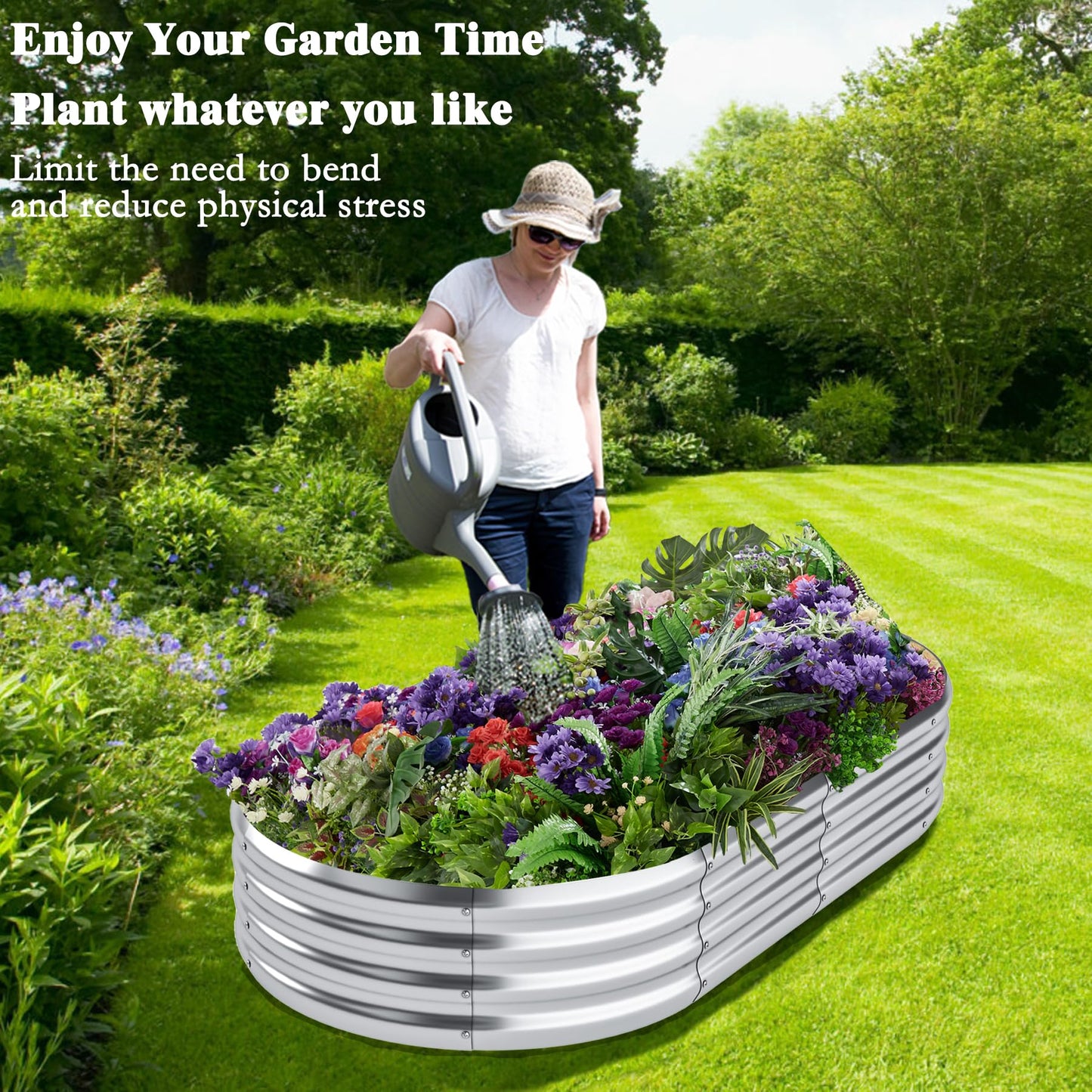 DERYONI Galvanized Raised Garden Bed Kit 2pack,Outdoor Planter Raised Beds 4x2x1ft for Vegetables,Fruits,Flowers,Galvanized Raised Garden Bed Boxes