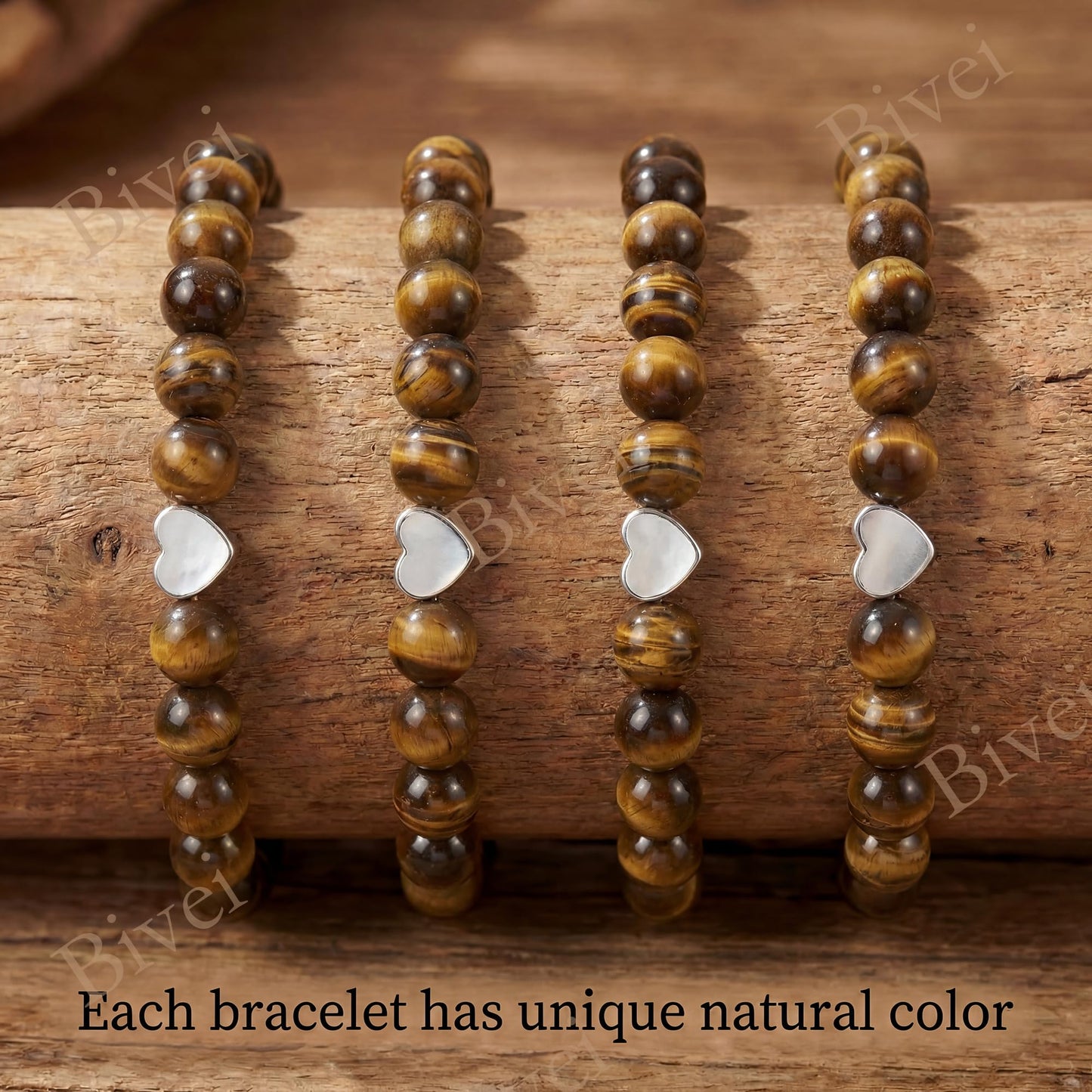 Bivei 6mm Tiger Eye Crystal Stretch Bracelets for Women, Handmade Natural Stone Beaded Bracelet, Yoga Protection Jewelry Gift